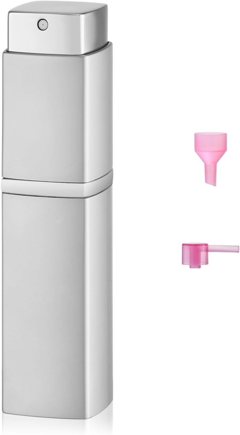 Lulupack Square Perfume Atomizer, Travel Cologne Spray Bottle, Mini Spray Bottle, Empty Mini Spray Dispenser (Silver, 1 Piece) - Black image number 5