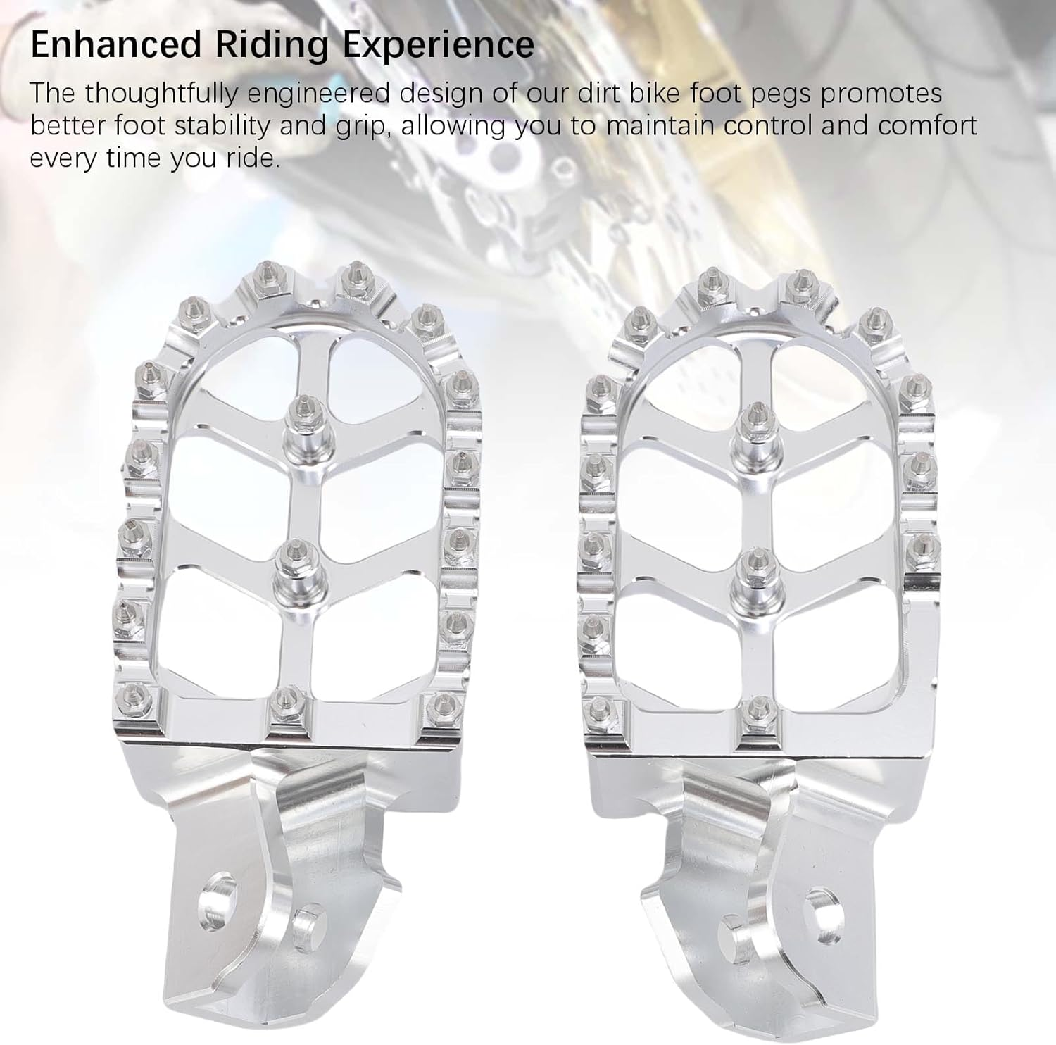 Generic Dirt Bike Foot Peg, 7075 Aluminum Alloy Motorcycle Foot Rest Peg with Hardened Steel Teeth for Surron Light Bee X S E Ride Pro SS CRF150F 2003-2019 CRF230F 2003-2019 X160 X260 (Silver) image number 2