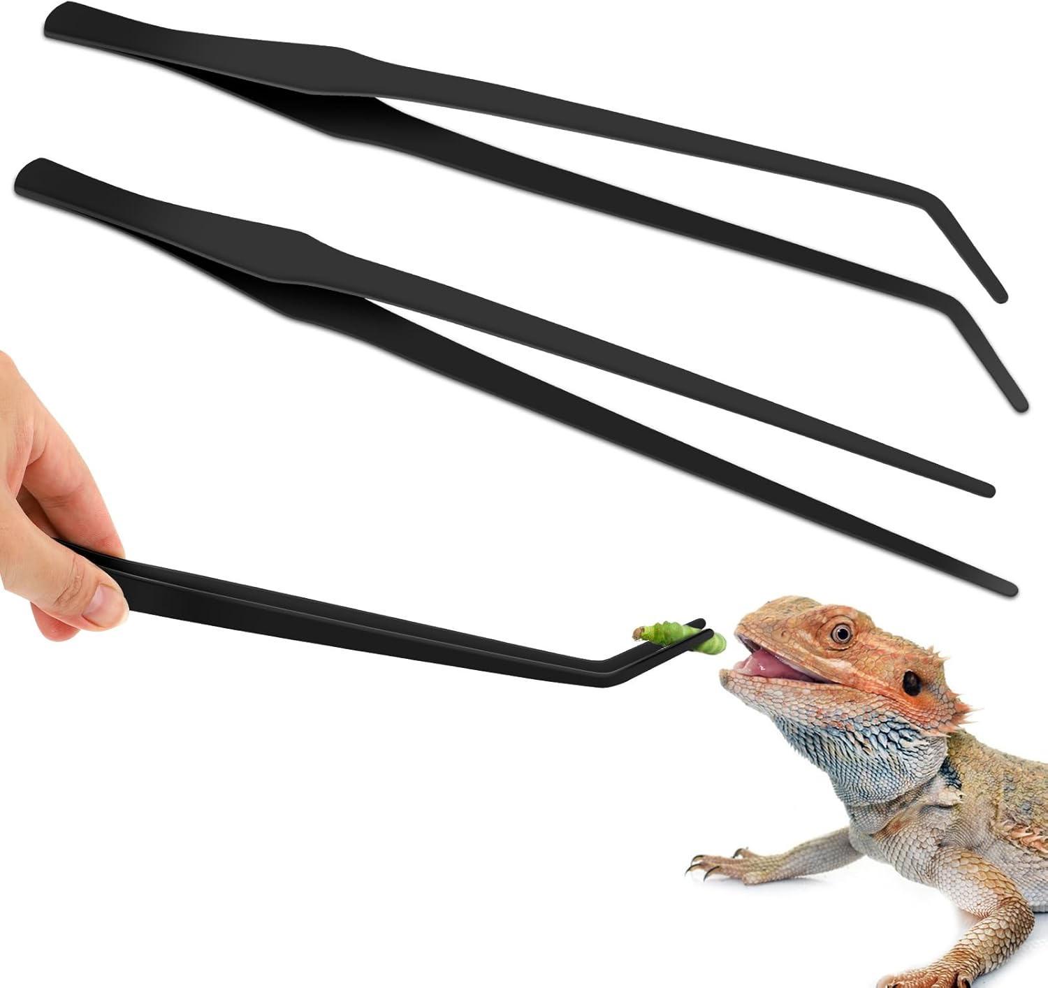 38Cm Extra-Long Aquarium Tweezers, Set of Straight and Curved Stainless Steel Tweezers, Extra-Long Aquarium Tweezers, Aquascaping and Fish Tank Feeding Tools image number 2