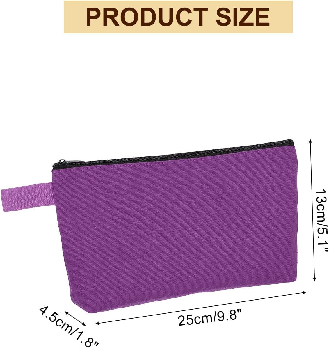 Sourcing Map Canvas Makeup Bags, Travel Cosmetic Bags Bulk, Multipurpose Blank Toiletry Zipper Pouches Blank DIY Craft Bags Pencil Bag for Women Teens, Purple