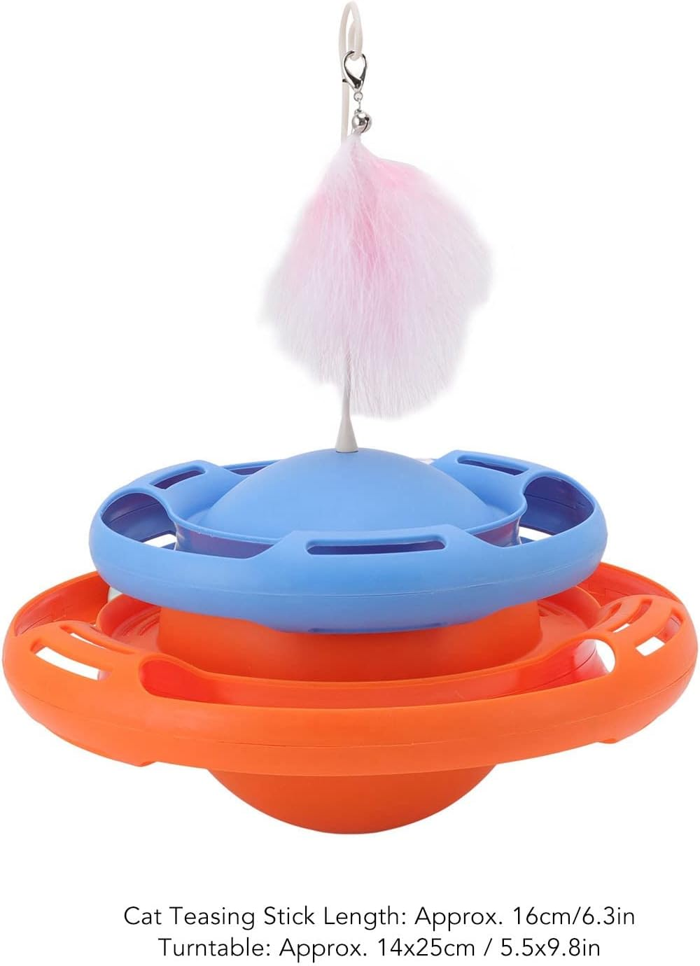 Cat Turntable Toys, Multifunctional Puzzle Interactive Cat Roller Tracks Ball with Cat Teasing Stick, round Base Cat Roller Toy Non Tumbling Function Scratching Cat Toys for Cats image number 2