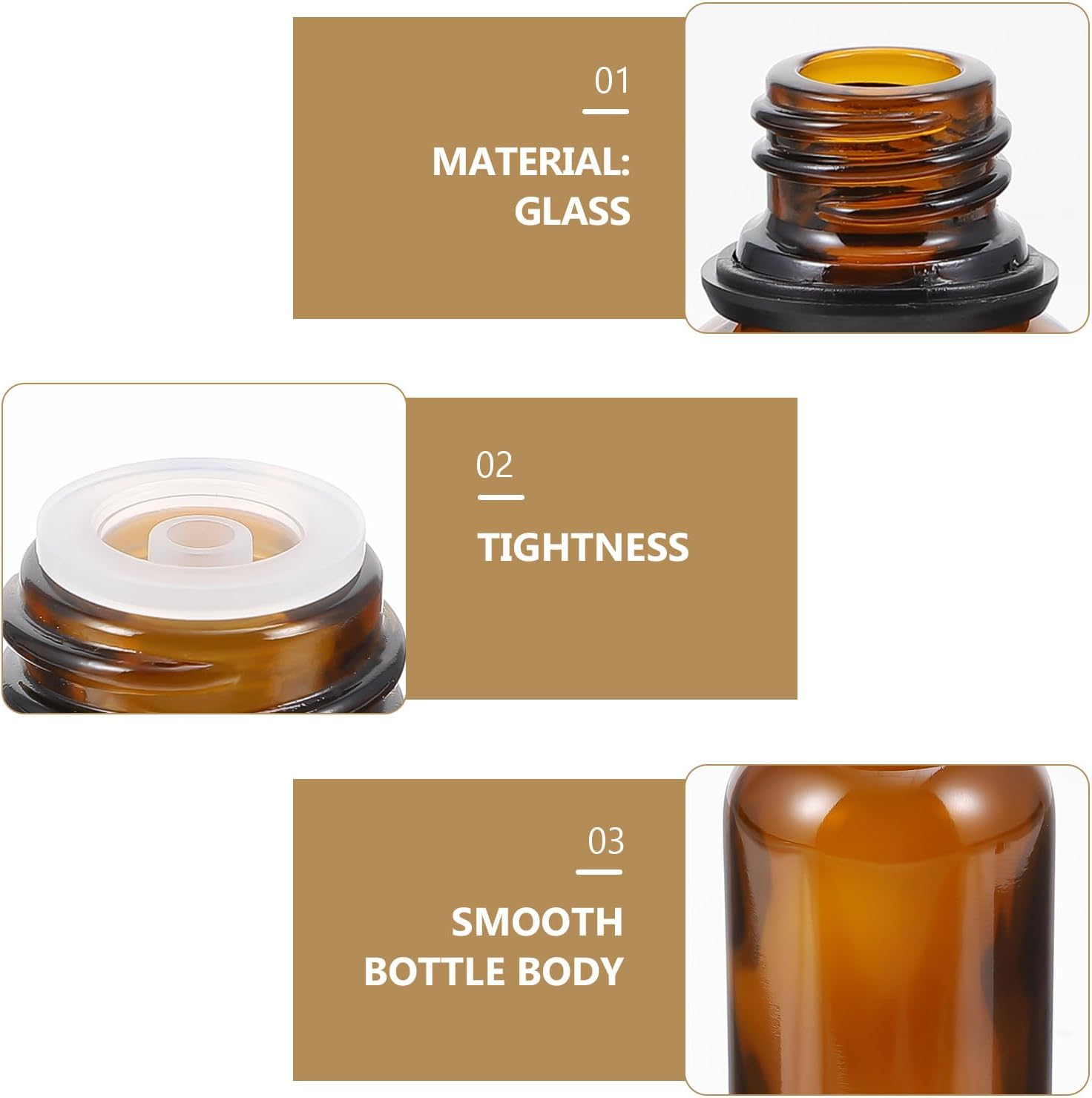 MOBUTOFU 12Pcs 30ML Amber Glass Essential Oil Bottles with Large Cap and Dropper Insert, Refillable Perfume and Makeup Storage Containers for Travel and Home Use image number 6
