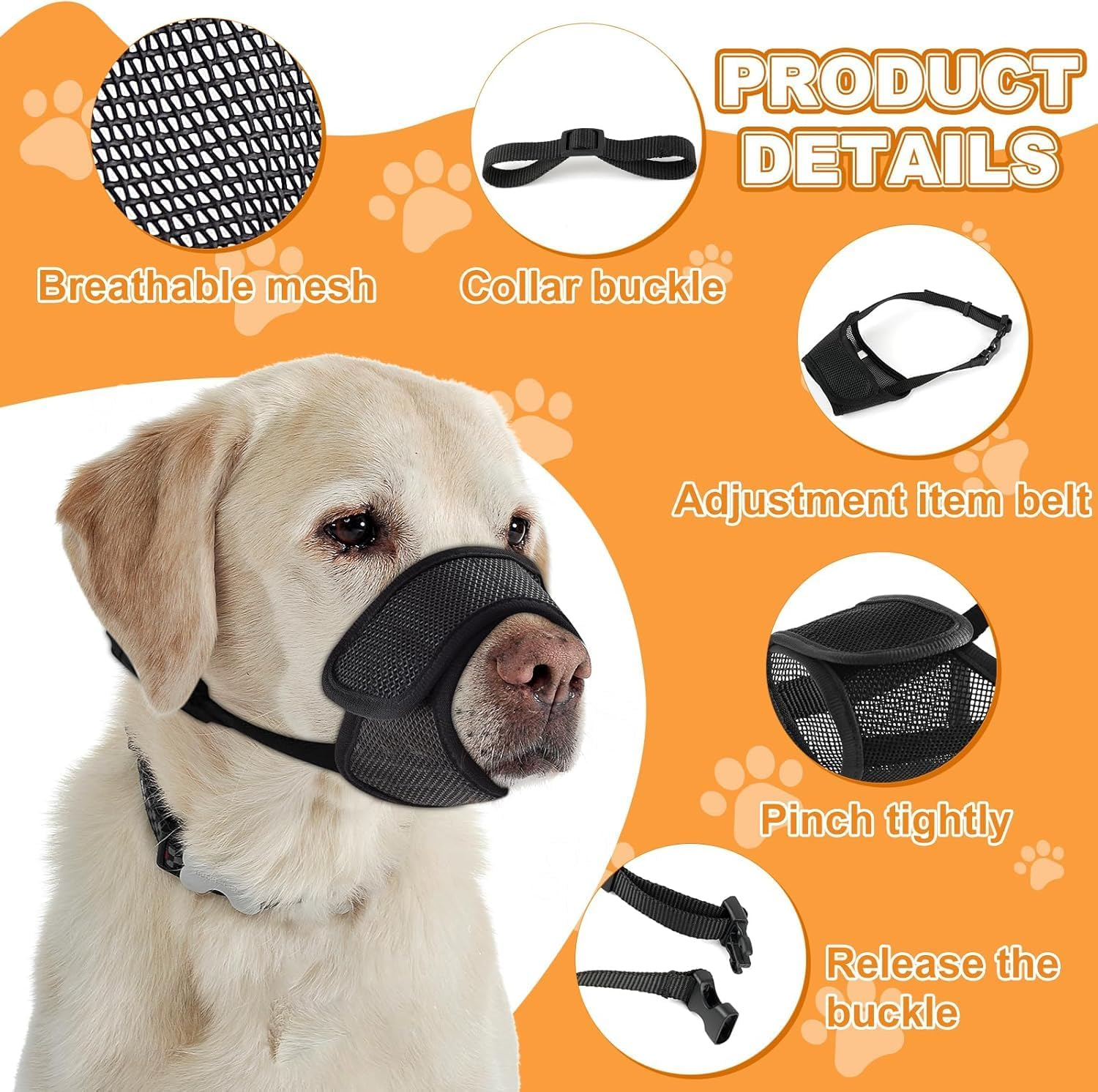Dog Muzzle Soft Mesh Muzzle for Small to Large Dogs, Breathable & Drinkable, Adjustable Anti-Fall Bite Muzzle for Chihuahua, German Shepherd & Bulldog (Black, S (12-15Cm)) image number 1