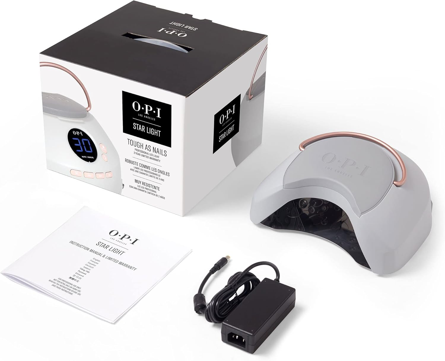 OPI Star Light Gel Lamp 3.0, Premium LED Curing Lamp for Gelcolor, Drop Resistant, with Hand Plate & Adaptor Cord, 4.82 Lb.