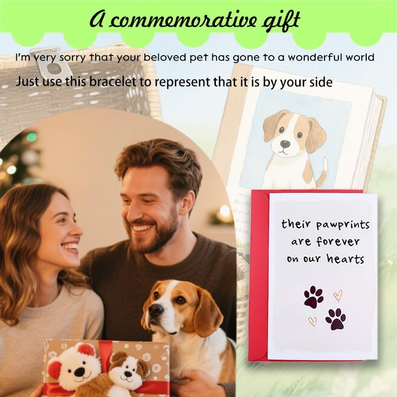 Pet Sympathy Cards Gifts Dog Pet Memorial Gifts for Loss of Dogs Pets Remembrance Condolence Card Gift Doggy Cat Loss of Dog Sympathy Card Gift with Heart and Paw Print image number 3