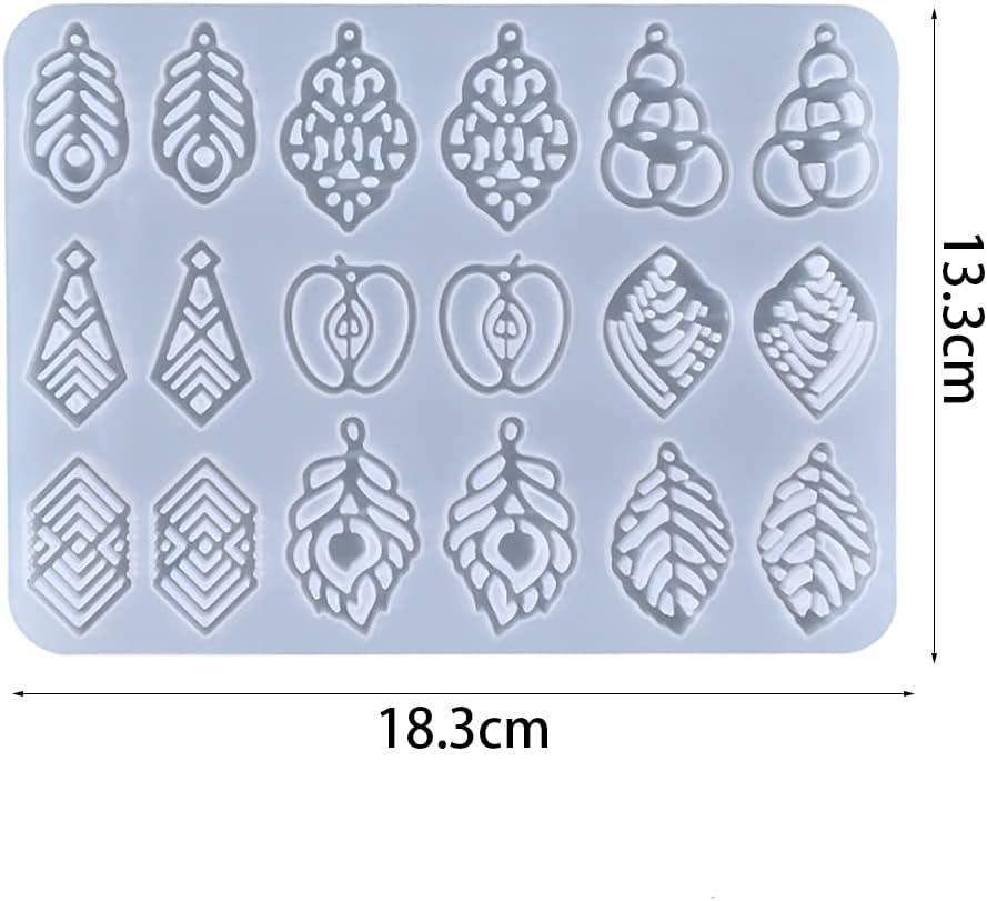 9 Pairs Resin Earring Molds Handmade Pendant Casting Molds Crystal Crafting Jewelry Molds Silicone DIY Epoxy Mould for DIY Earring Charm Pendant Making image number 6