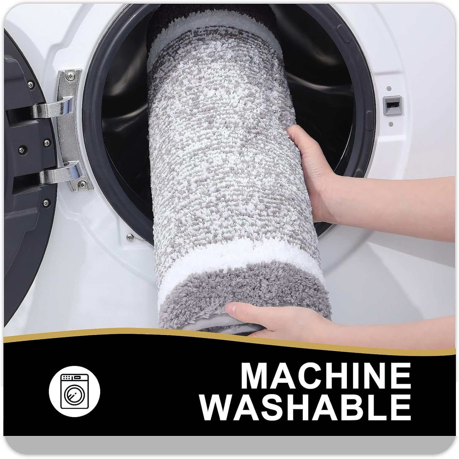 YUTA Bathroom Rugs, Extra Soft and Absorbent Microfiber Bath Mat, Non-Slip, Machine Washable, Quick Dry Bath Carpet, Suitable for Bathroom Floor, Tub, Shower, 61X91Cm, Light Grey image number 3