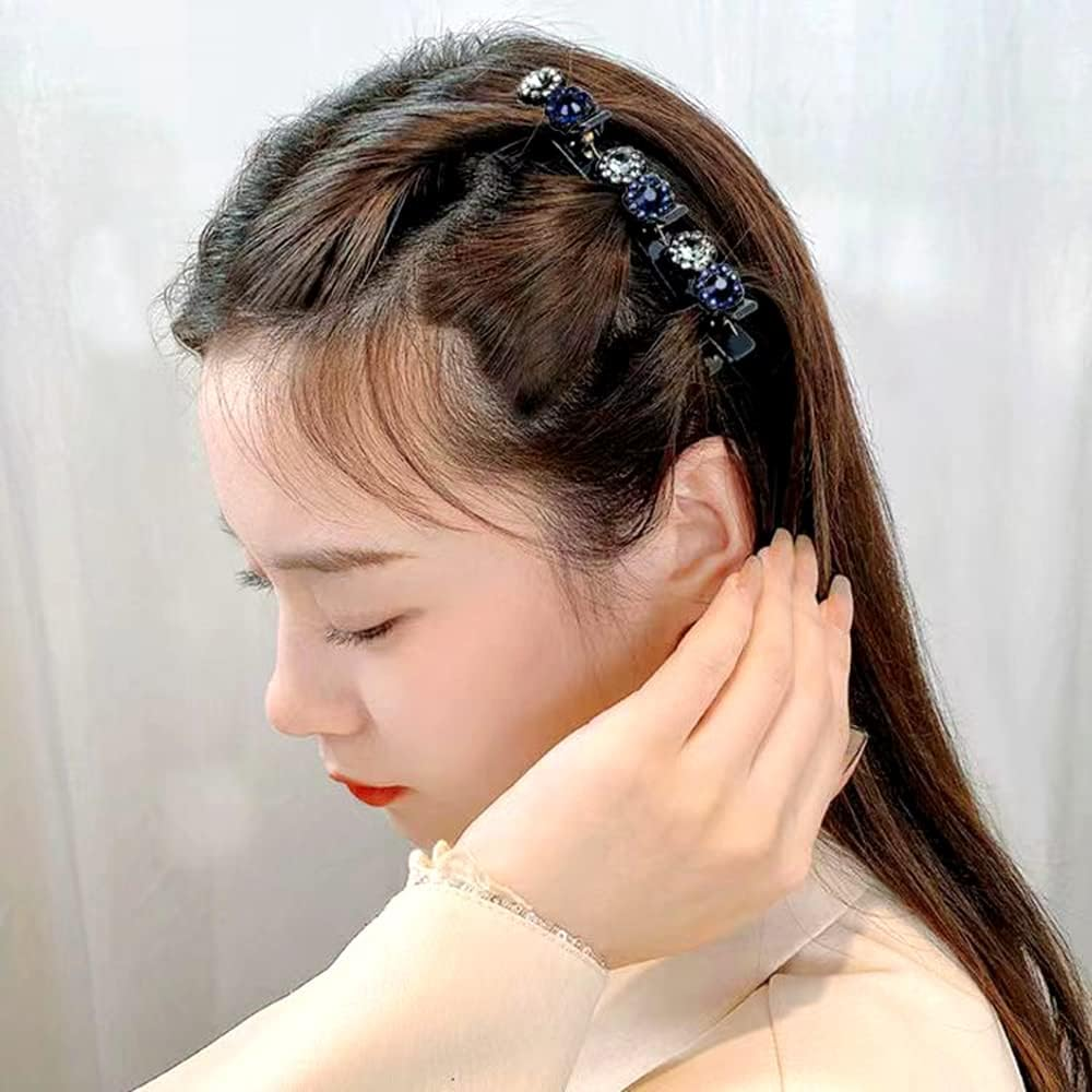 Yusier 6PCS Sparkly Rhinestone Braided Hair Clips Small Flower Hair Accessories Hair Design for Girls and Women Braided Duckbill Hair Clip with Crystal image number 1