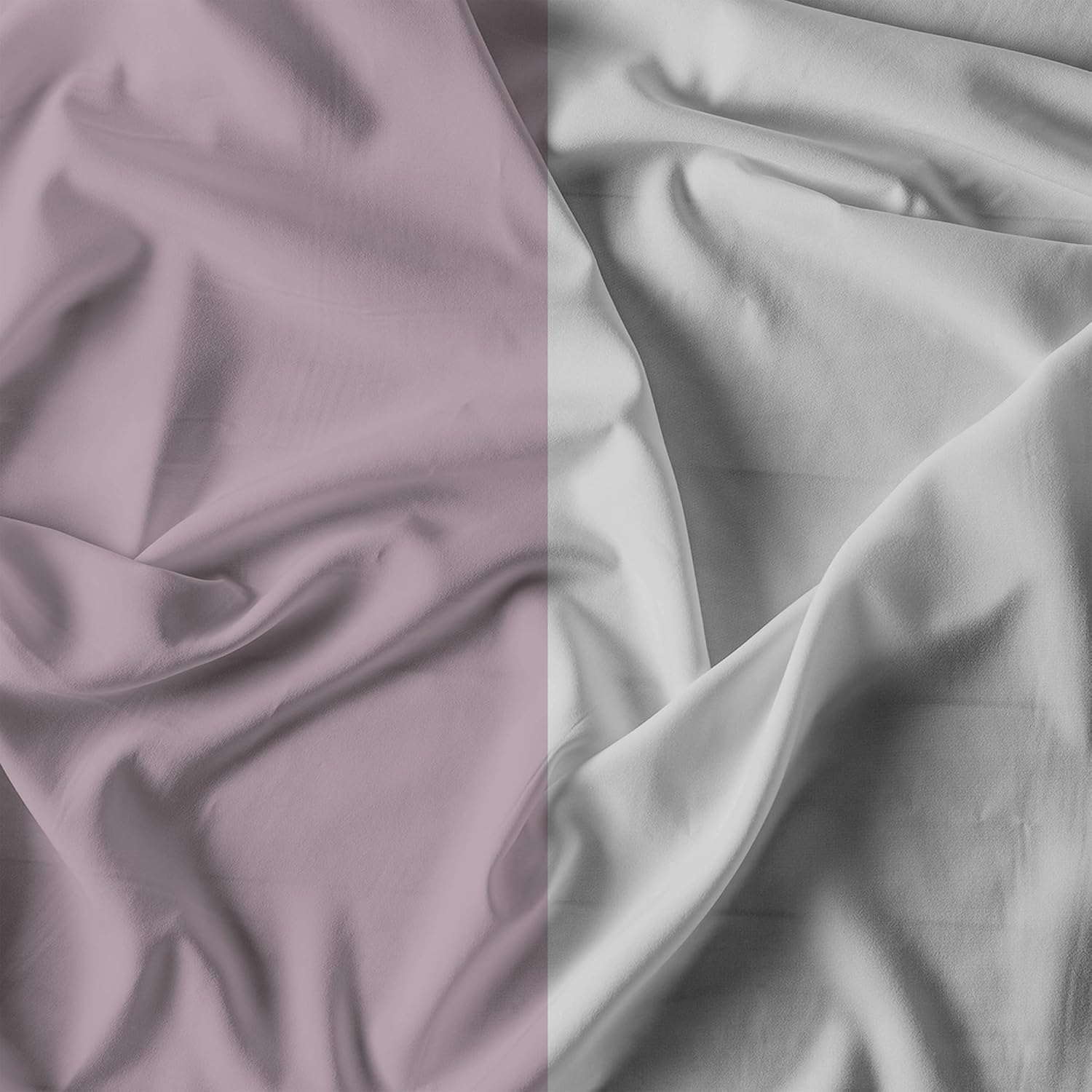 100% Natural Cotton Duvet Cover Set for Double Bed, Made in Italy, Fitted Sheet, Top Sheet 240 X 300 Cm and Pillowcases with Flap, Dusky Pink/Light Grey image number 5