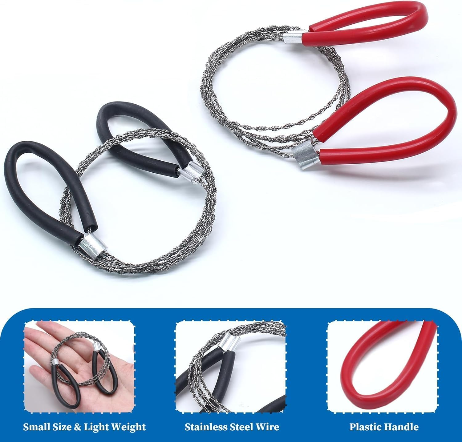 PVC Pipe Cable Saw Stainless Steel Wire Saw, 2Pcs Metal Wire Saw Emergency Survival Saw PVC Pipe Cable Saw,Hand Pocket String Rope Saw PVC Pipe Cable Saw,Pvc Pipe Cable Saw Stainless Steel Wire Saw image number 2