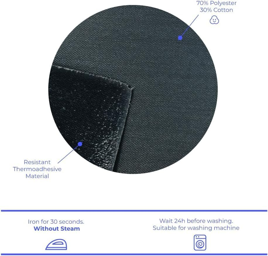 Iron-On Thermoadhesive Knee Pads. Elbow Pads to Protect Your Clothes and Repair Pants, Jackets, Sweaters, and Shirts. 3.4 X 3.9 in (Black, 12 Patch) image number 3