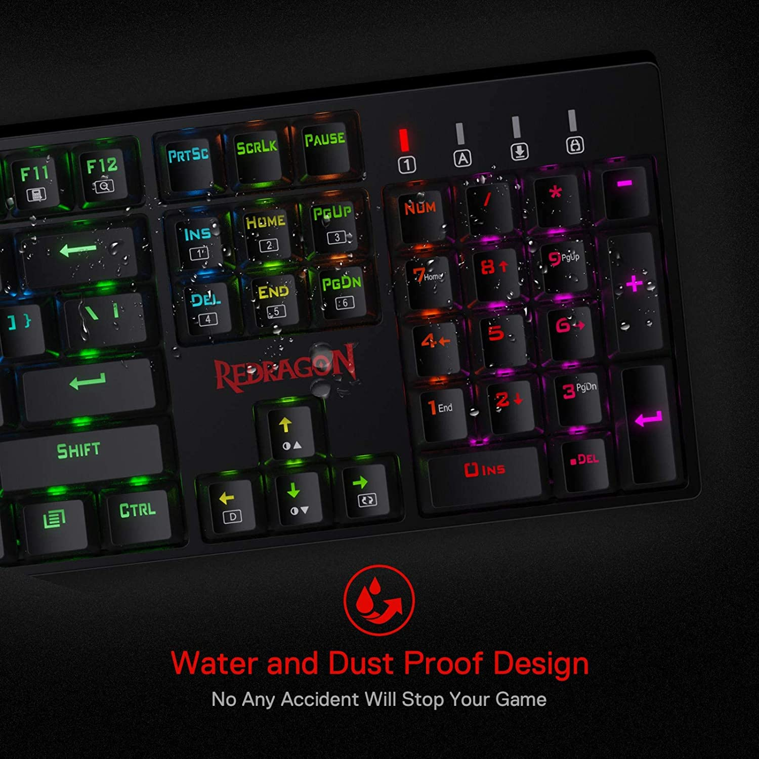 Redragon K582 SURARA RGB Gaming Keyboard, 104 Standard Layout N-Key Rollover Mechanical Keyboard Built-In Linear & Quiet Red Switches, Ergonomic Design and Fast Actuation Prefect for Typing and Gaming