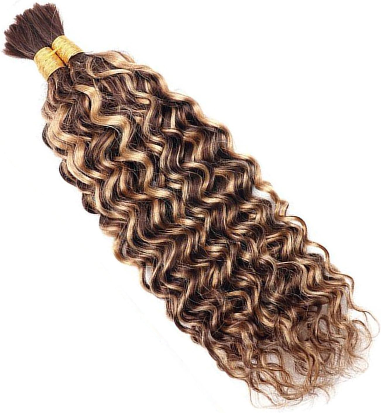 Daimer Ombre Human Braiding Hair 20 Inch Water Wave Bulk Human Hair for Braiding 2 Bundles/Pack 100 G Brazilian 100% Unprocessed Bilk Human Hair Honey Blonde Braiding Hair for Boho Braids (4/27) image number 4