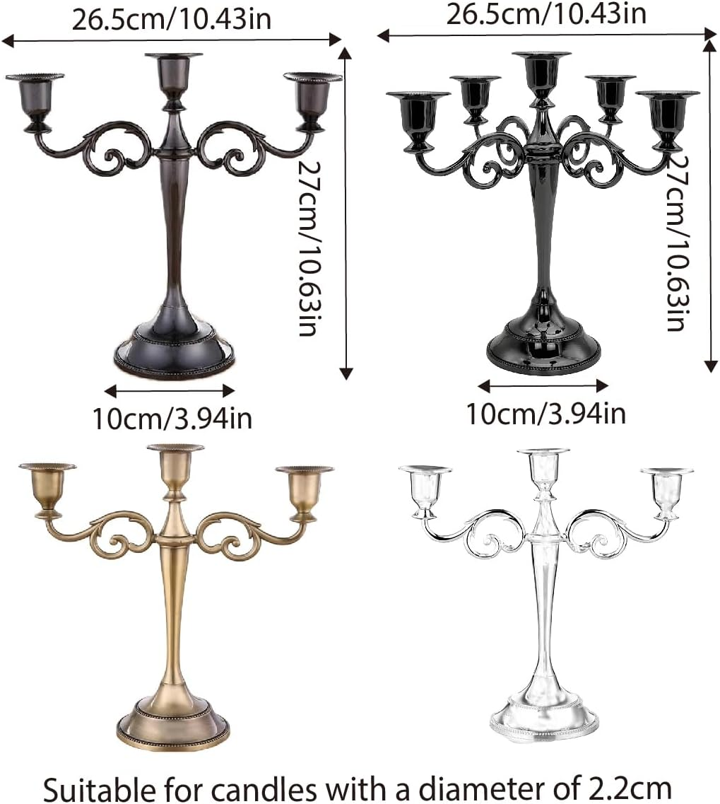 AIMALL European Retro Candlestick Decorations for Weddings and Home Decorations, Three Colors of Metal Candlesticks, Suitable for Events and Catering image number 1