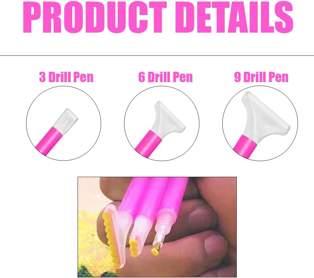 72 PCS Diamond Embroidery Painting Pen,5D Diamond Art Pens, with 3 Drill Sizes, Cross Stitch Tools Drill Pen Tools,For DIY Diamond Rhinestone Painting Crafts Making image number 5