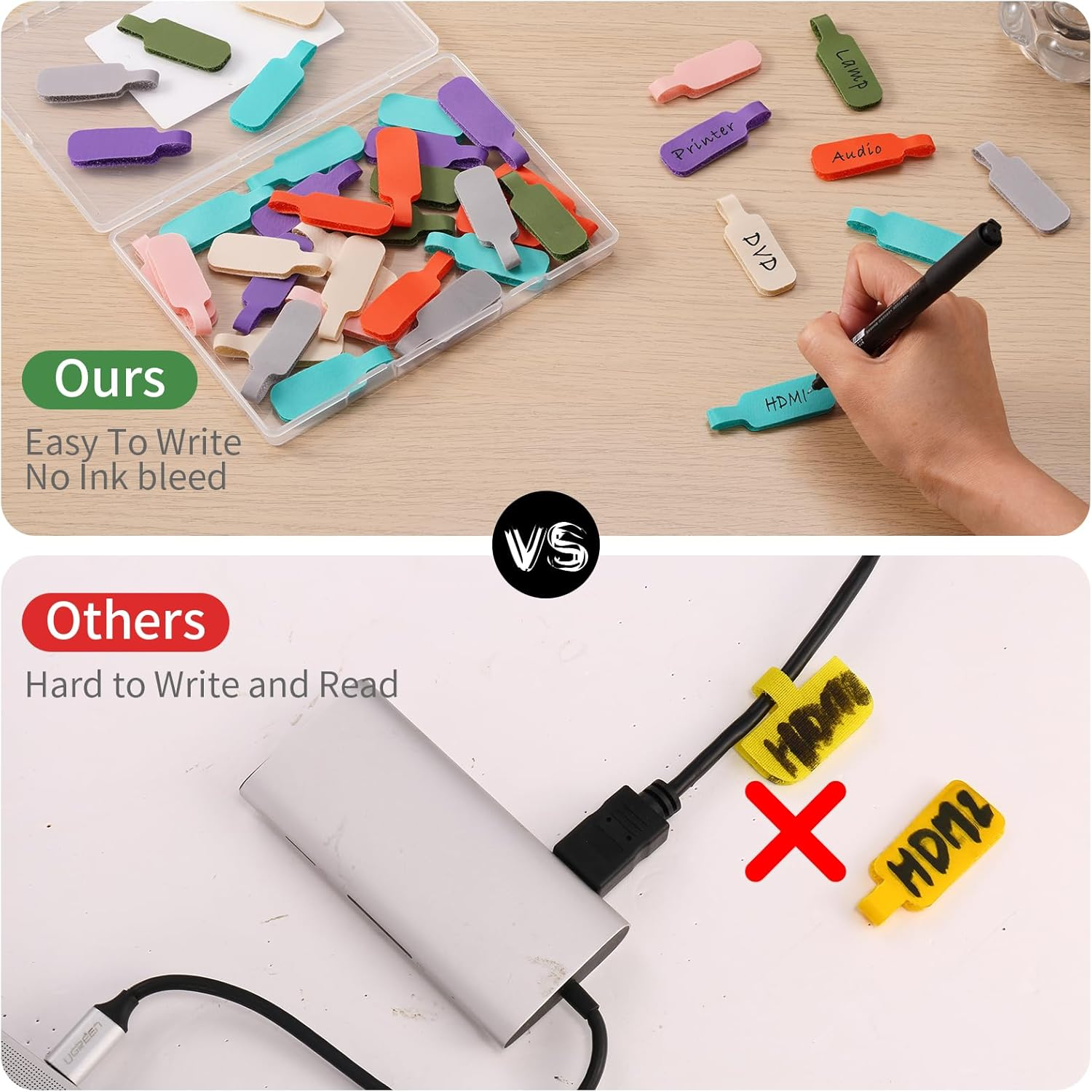 Trilancer Cable Cord Labels Large Size, for Organizing Wires and Identification, Multicolored Handwriting Cable Tags, Reusable with Multiple Uses - 35 PCS - Assorted Colors image number 3