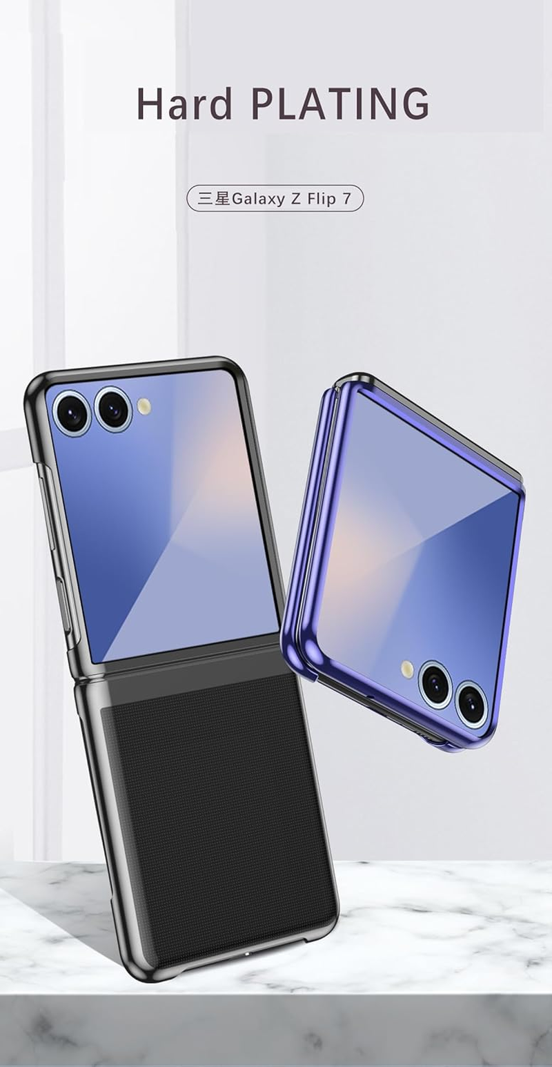 MOJIA Case for Samsung Galaxy Z Flip7 Electroplating Frame Bumper Plating Protective Cover Slim Scratch Shockproof Transparent Phone Case. Rose Gold image number 5