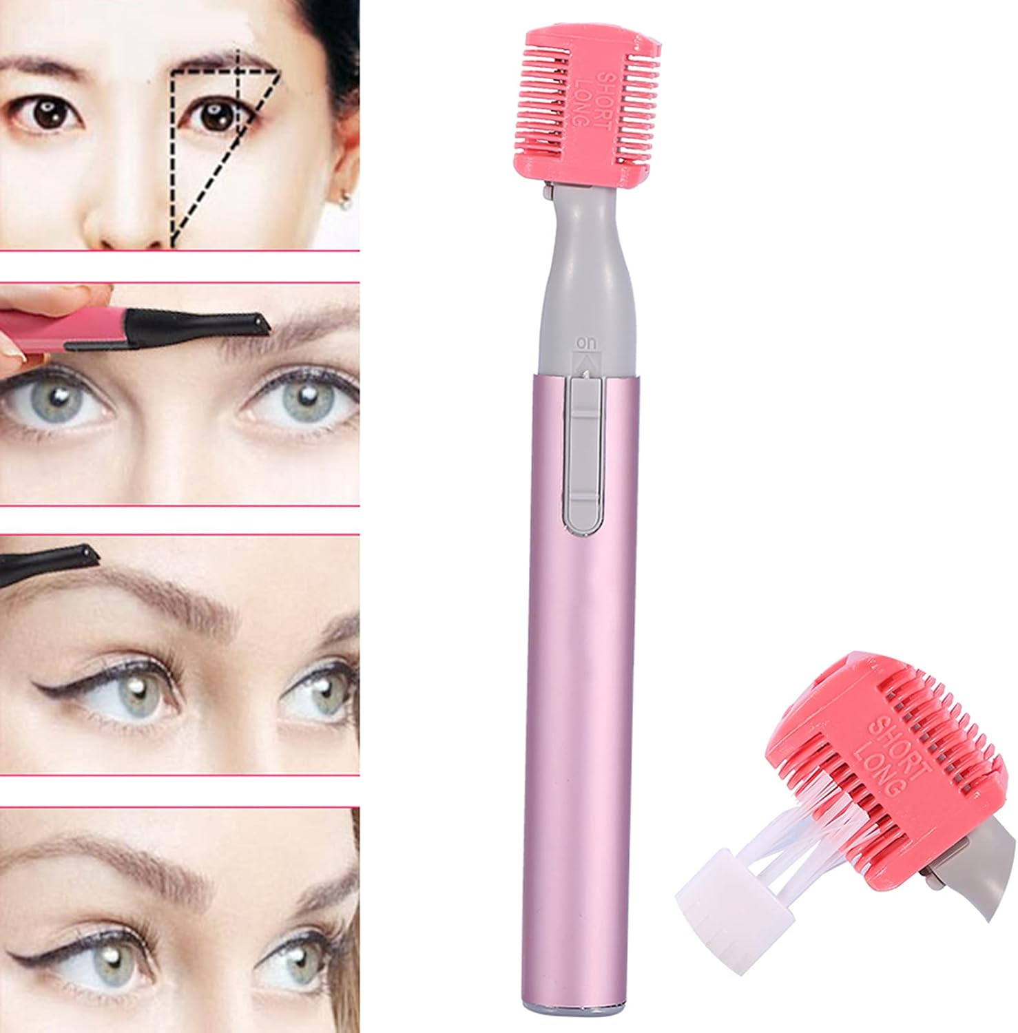 Pink Electric Hair Clipper, Women'S Beauty Tool + Cleaning Brush and Eyebrow Comb, Easy to Carry, Suitable for Face, Arms and Legs [Hair Removal]