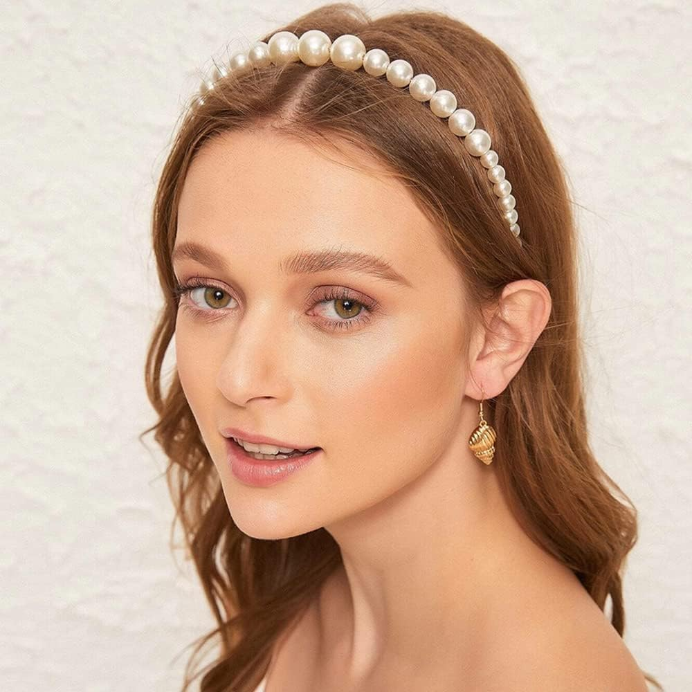 4 Pack Pearls Fashion Headbands Artificial Pearl Rhinestones Hairbands,Bridal Hair Hoop Party Wedding Hair Accessories for Women Girls image number 1