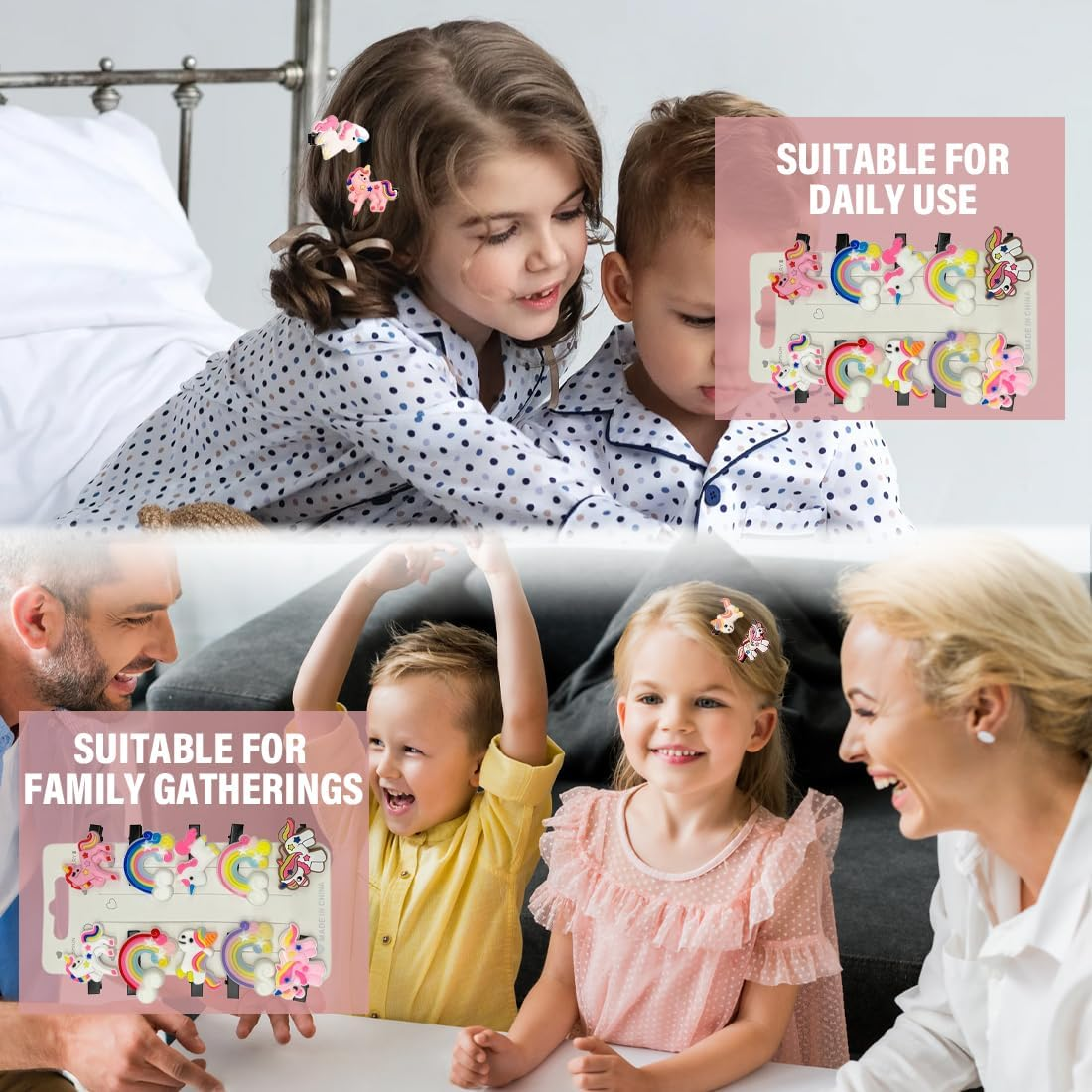 Pack of 18 Hair Clips Girls, Unicorn Butterfly Rainbow Flowers Hair Accessories, Cartoon Clips Children, Cute Hair Clip Small for Girls Children Baby Gift image number 5