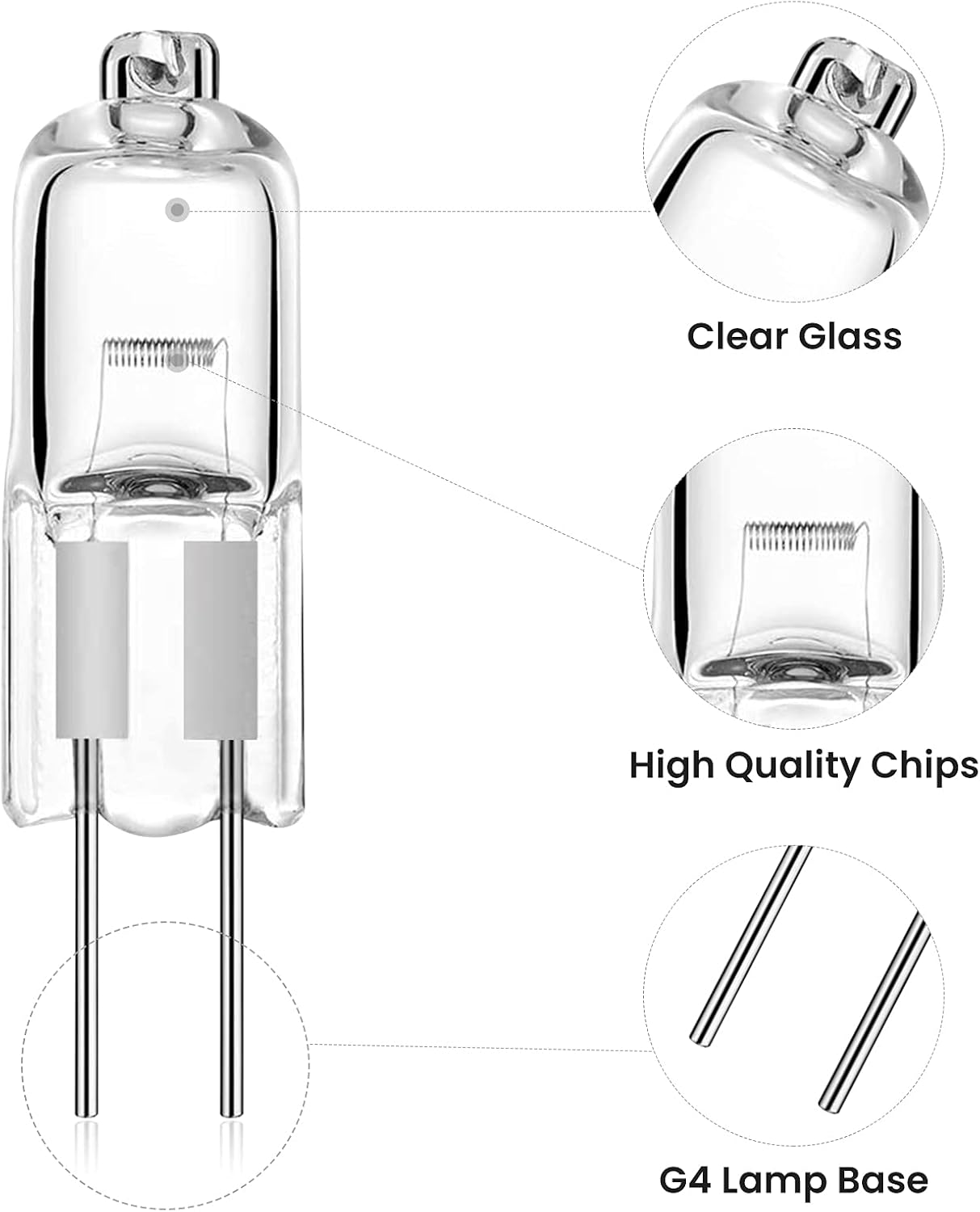 Bonlux 10-Pack G4 Halogen Light Bulbs Dimmable, G4 10W 12V 2 Pin Clear Capsule Lamp Bulb T3 JC Type Bi-Pin Base Replacement Warm White 2800K for Landscape under Cabinet Puck Light Cooker Lighting ﻿ image number 6