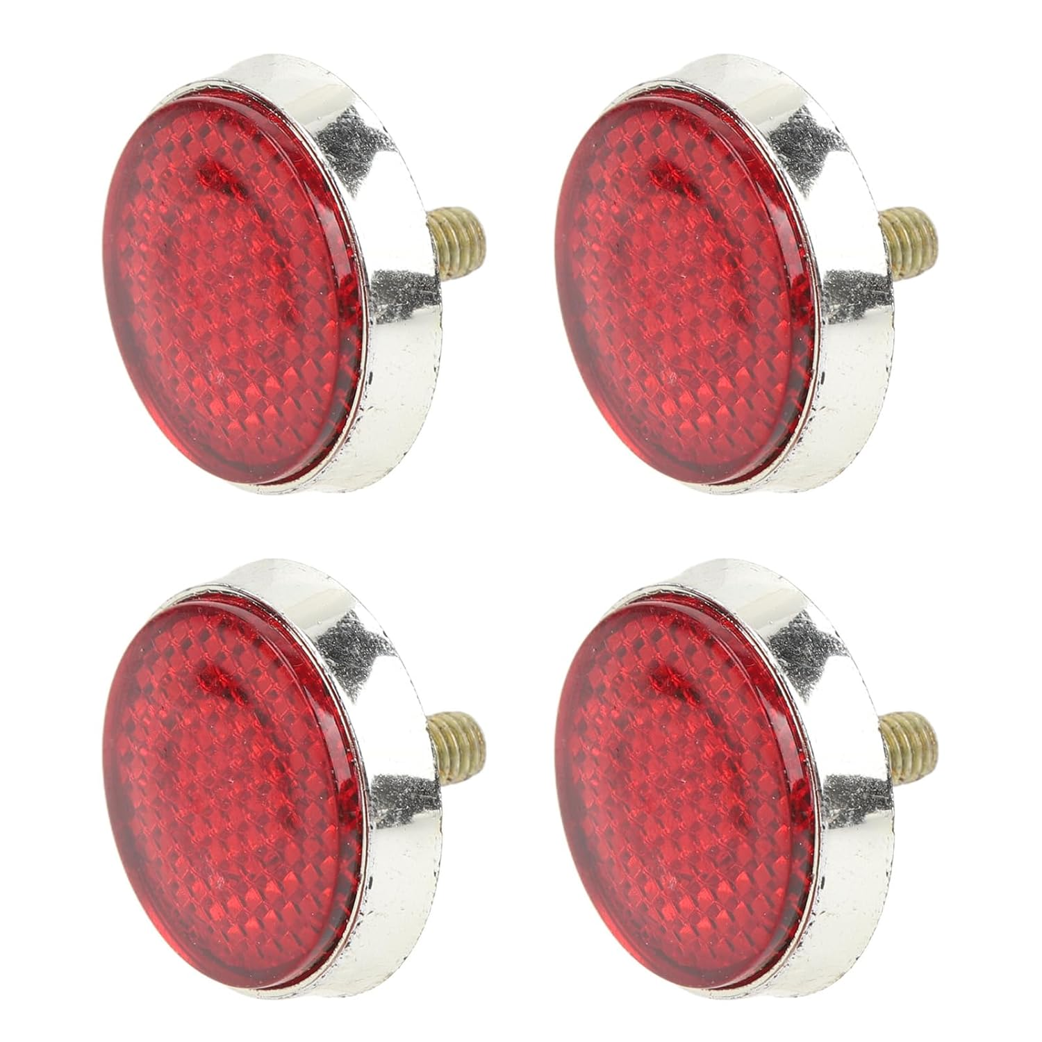 4Pcs Red round Reflector, High-Brightness Waterproof Stylish round Red Safety Reflector 42Mm for M6 Thread Motorbike, ATV, Scooters, Bikes image number 3