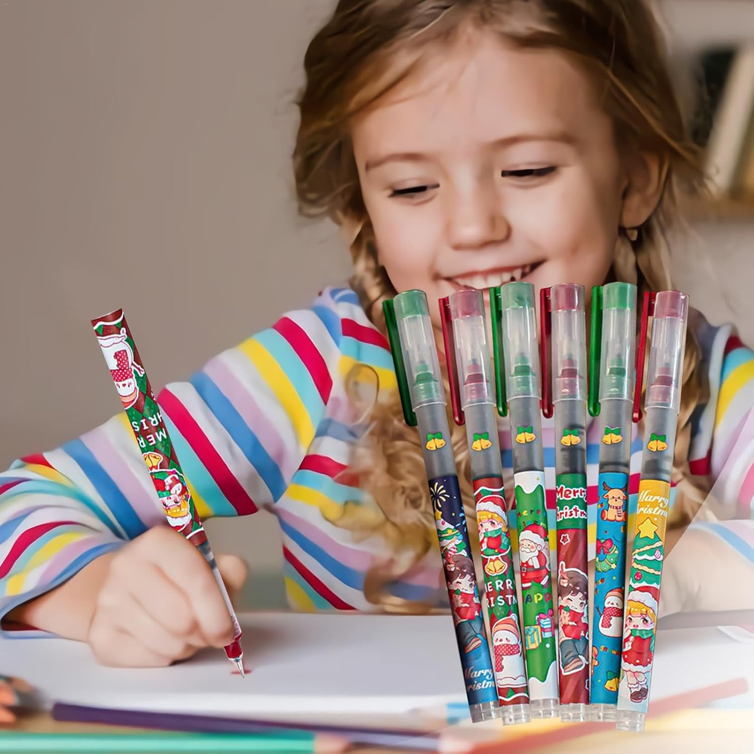 Christmas Black Ink Pen, Fast Drying Ballpoint Pens, Holiday Writing Pens, Winter Stationery Set, Christmas Art Supplies, Black Ink Ballpoint Pen Holiday Ornament Stationery image number 5