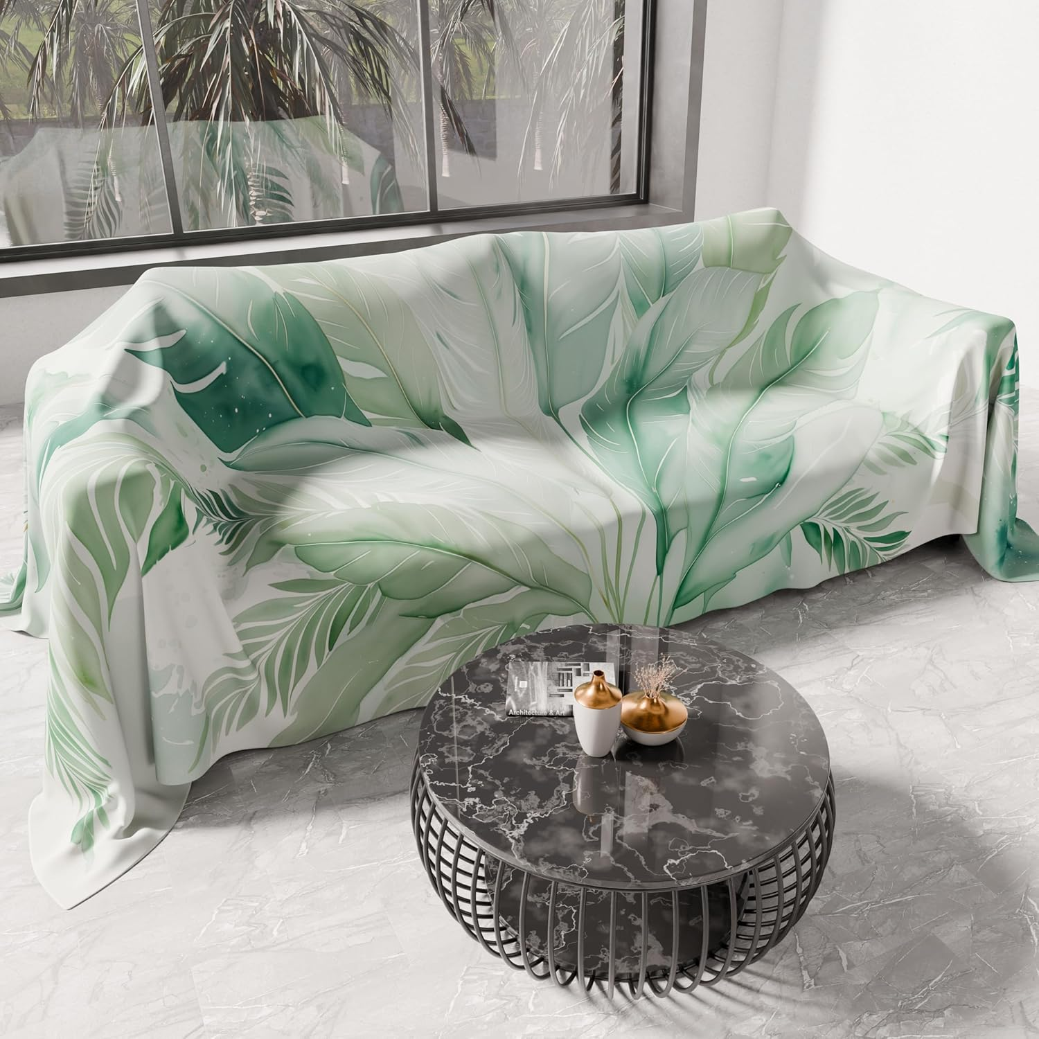 PETTI Artigiani Italiani - Double Bedspread Spring and Summer Lightweight Double Bed Linen Red Palm Tree 100% Made in Italy image number 7