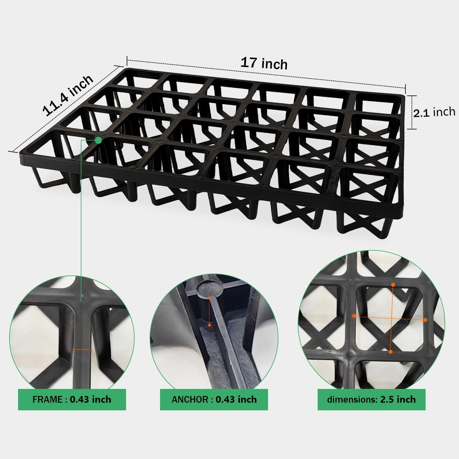 Grow-Green 5 Pack Flowerpot Moving Tray for Pots,24 Cell Plastic Containers for Moving POTS and Trays,Accompanying Square Nursery Pot Is Used for Indoor Gardening, Black (CT2407) image number 5