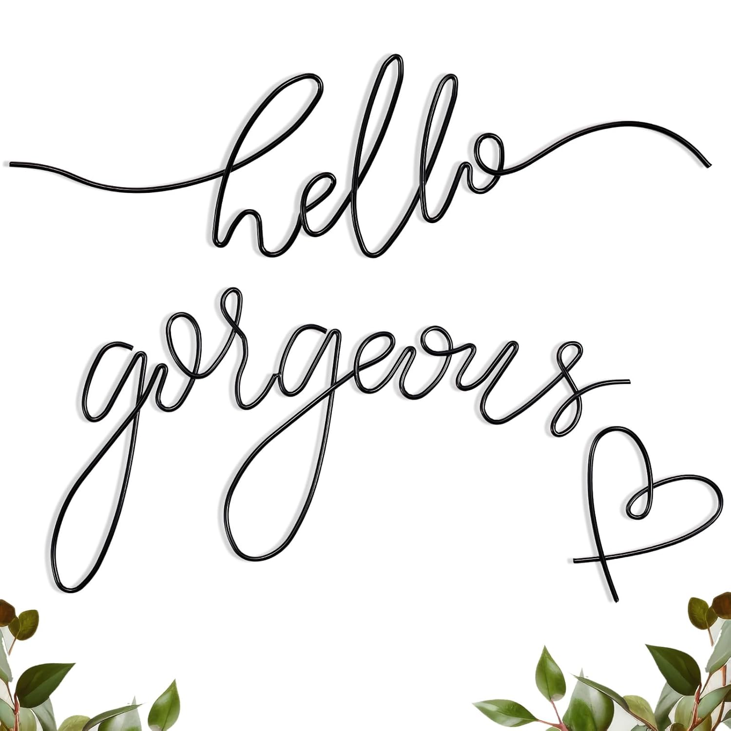 Hicarer Hello Gorgeous Metal Wall Art Decor Minimalist Decoration Metal Hello Gorgeous Decorative Sign for Living Room Office Bedroom Hotel Home Wall Decoration(Gold)