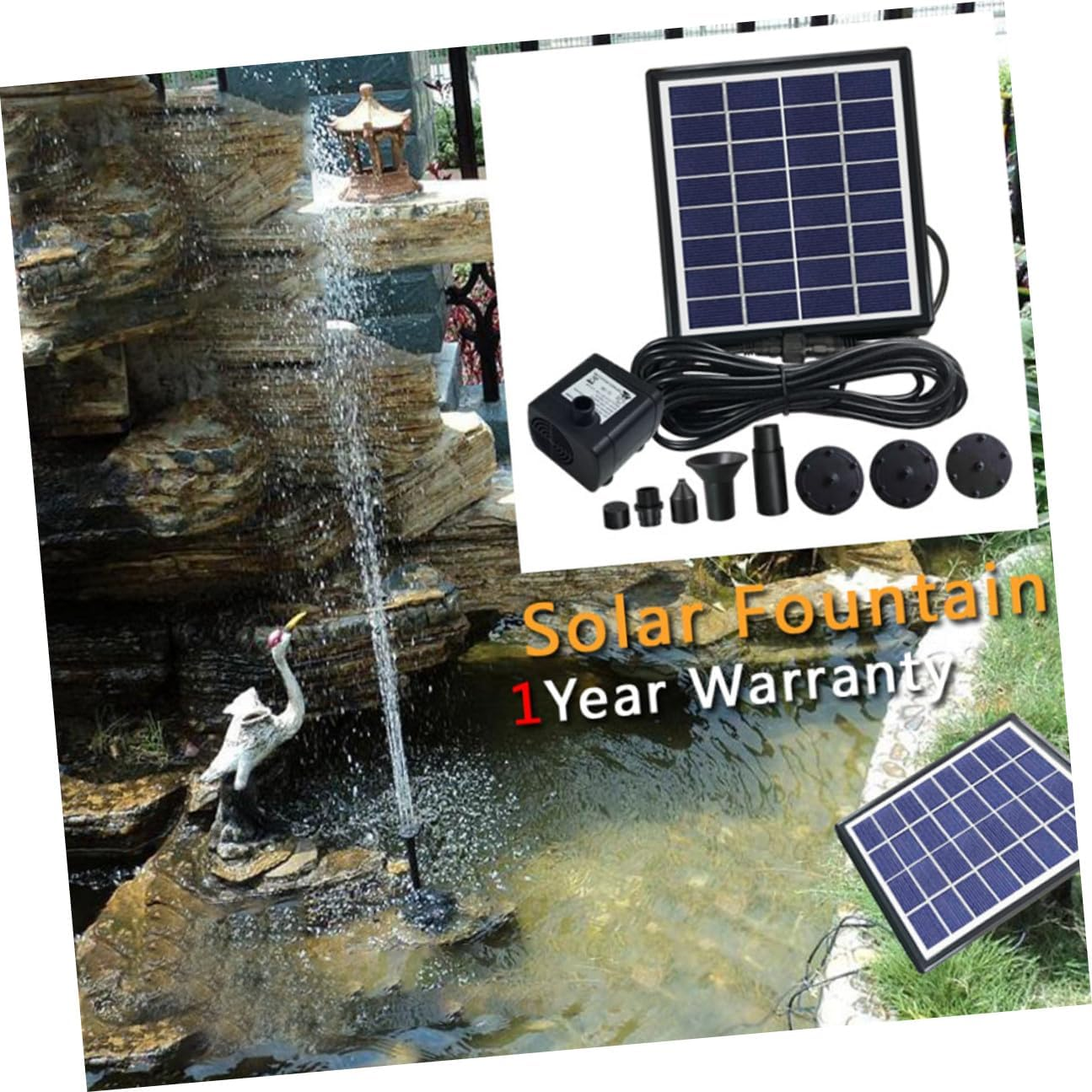 Totority Solar Powered Floating Water Fountain Pump for Garden Outdoor Landscape Miniature Fish Tank Aerobic Circulation No Battery Required Black image number 1