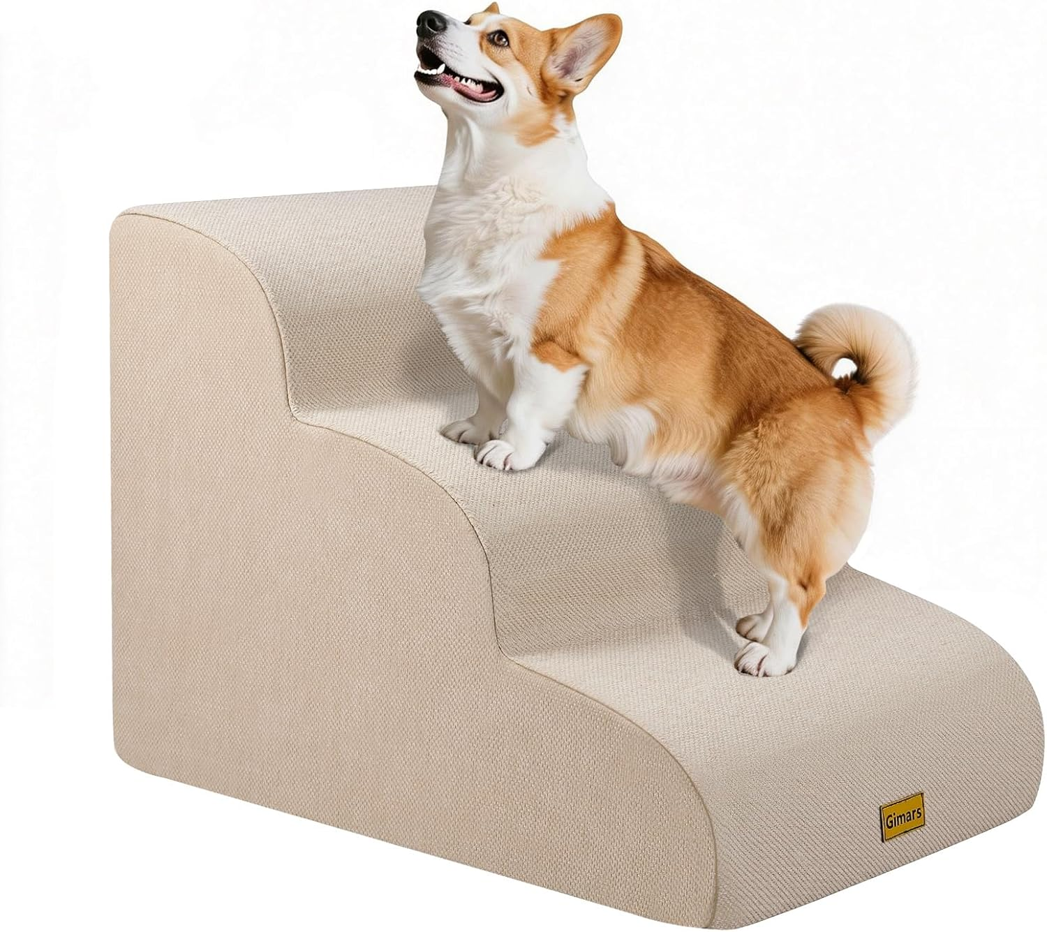 Gimars 3-Step Dog Stairs Beige image number 1