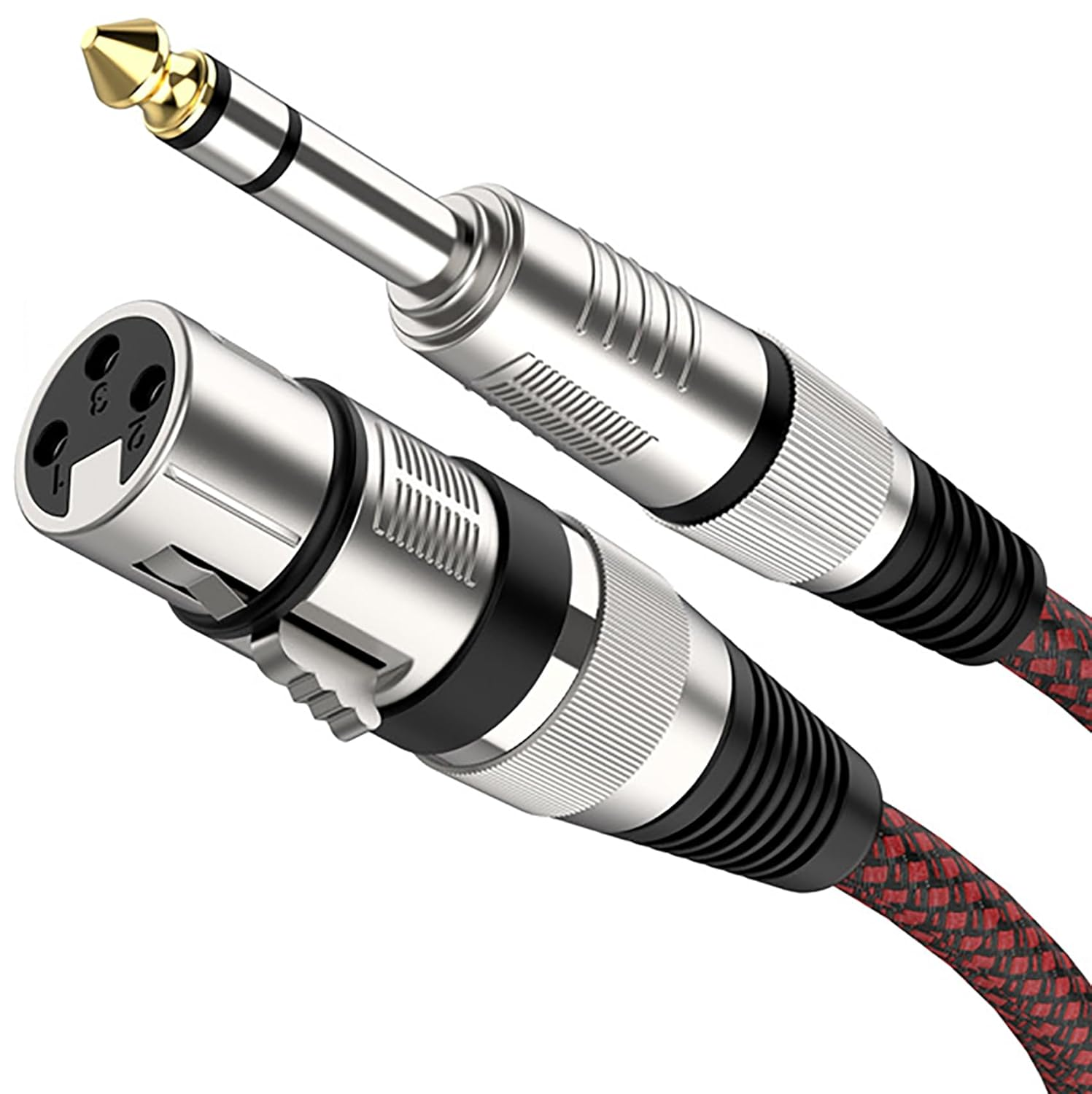 Tunghey XLR Female to 1/4 Inch TRS Cables, Nylong Braided XLR 3 Pin Female to 6.35Mm TRS Male Balanced Wire Mic Cord (1M)