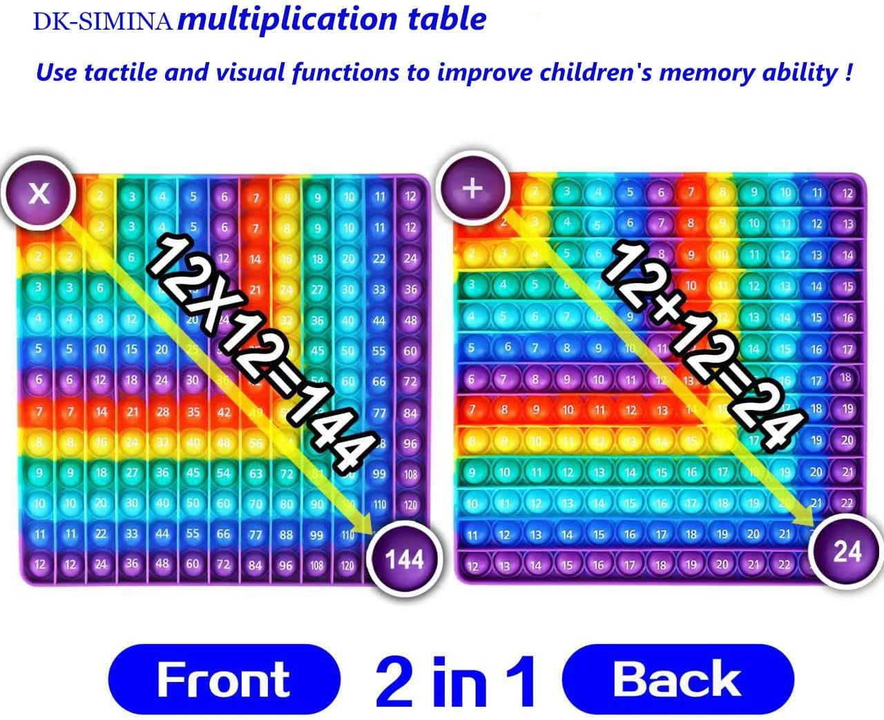 2 in 1 Multiplication Table and Digital Addition Table P0PP Math Toy, Rainbow Dimple Fingertip Toy, Multiplication Table Math Manipulation Game, Create Various Math Operations (1 PCS) image number 4