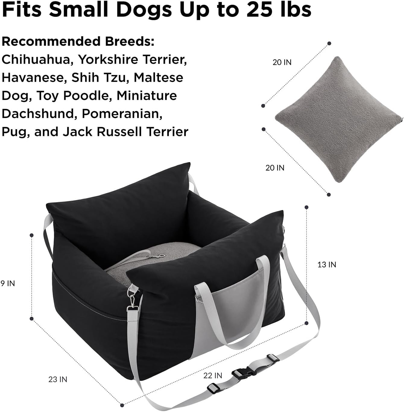 Car Seat for Medium Small Dogs - Pet Booster Travel Bed, Multi-Function Sofa Cushion with Blanket, Comfortable Safe Removable and Washable, Fits Cars/Trucks/Suv image number 6