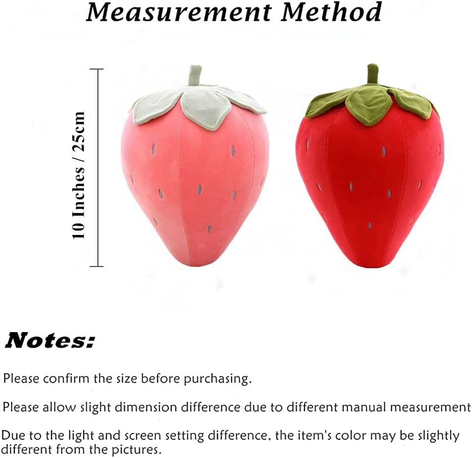 AUCOOMA Soft Fruit Stuffed Strawberry Plush Pillow, Cute Pink Plush Toy for Kids, 10" image number 1