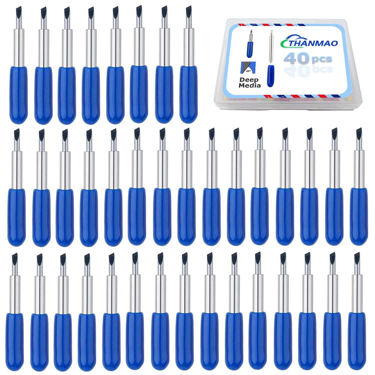 40PCS 60 Degree Deep Cut Replacement Blades for Explore Air 2 Air Maker Expression Vinyl Fabric Cutting Blades