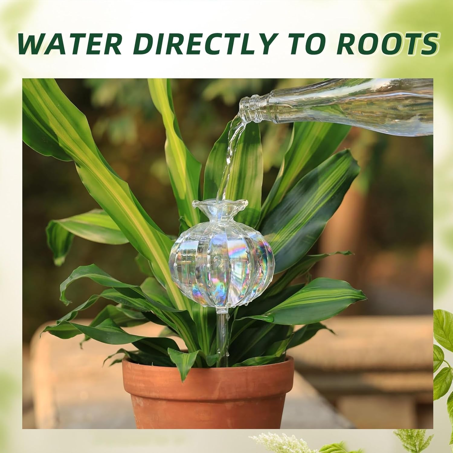 Aiiyiihii 4 Pack Plant Watering Globes, Pomegranate Shape Clear Glass Water Bulbs for Indoor Plants, Decorative Automatic Water Globes for Outdoor Plants, Glass Plant Waterer Self Watering Spikes