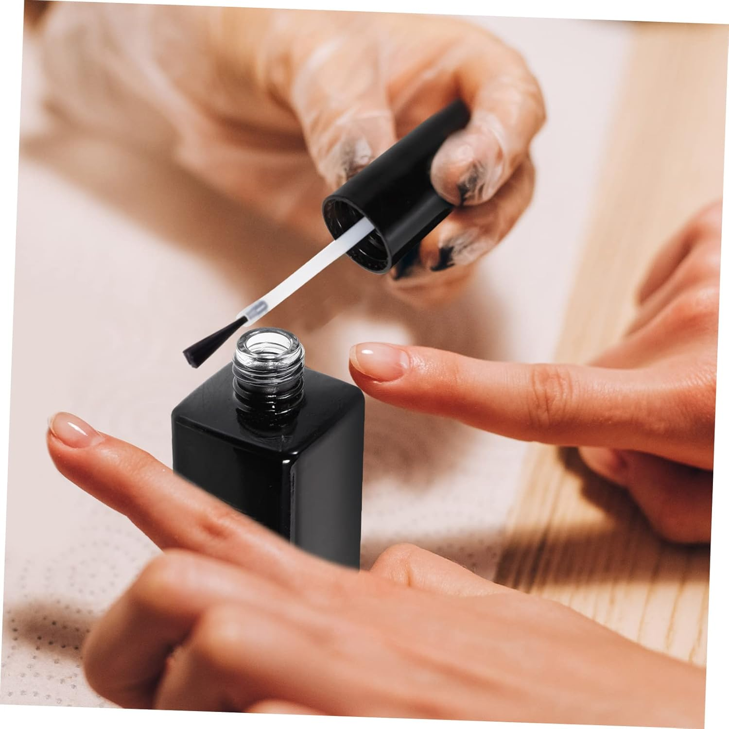 LRXIYODE 6Pcs Small Glass Nail Polish Bottles Armor Bottle Brush for Uv Gel Polish Refill image number 1