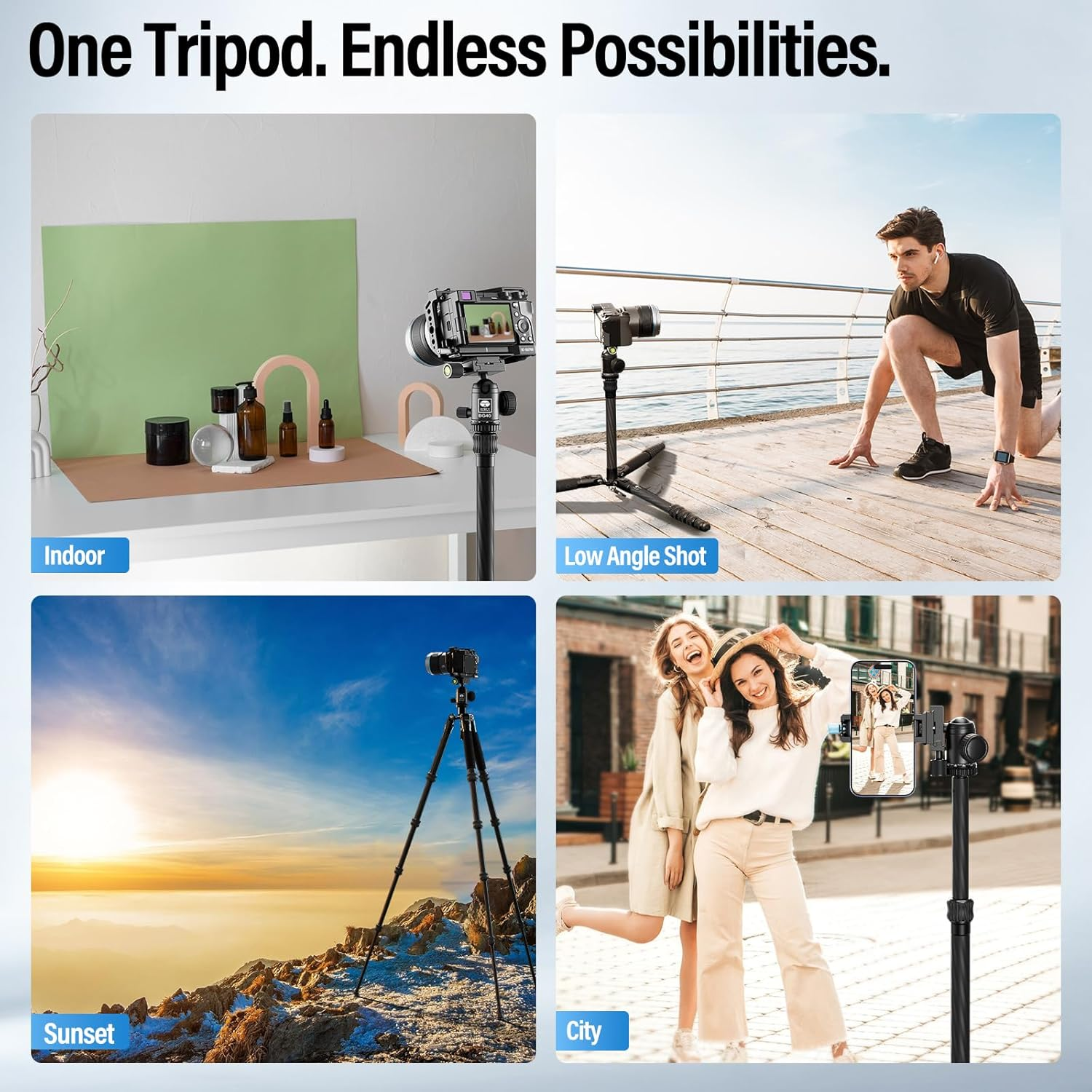 SIRUI Lightweight Carbon Fiber Travel Tripod, 6Kg Load Capacity Compact Camera Support with Carry Bag, Portable for DSLR Mirrorless Cameras, Max Height 54" for Hiking Vacation Vlogging image number 3