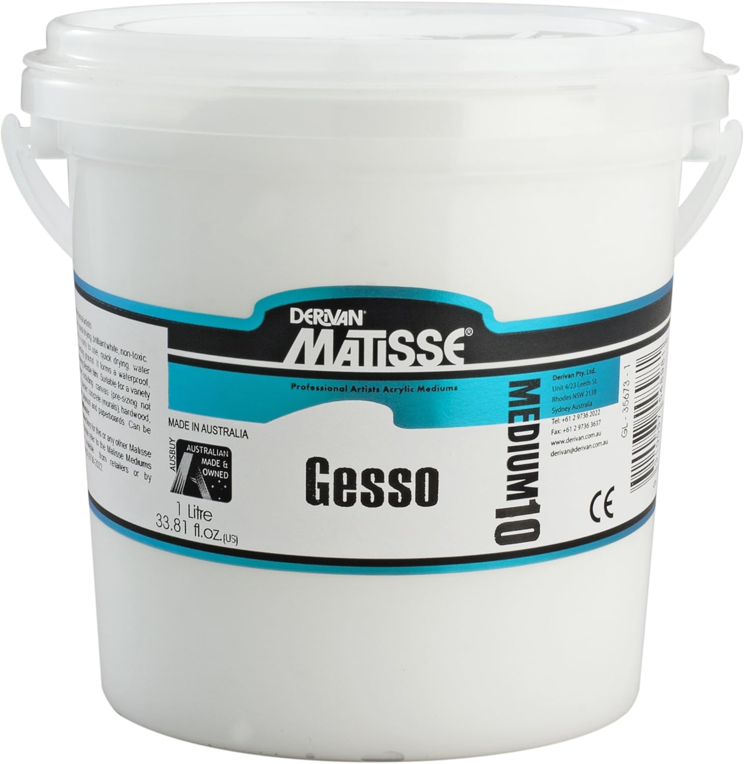 Derivan Matisse MM10 Professional Artists Acrylic Gesso Medium 1 Litre