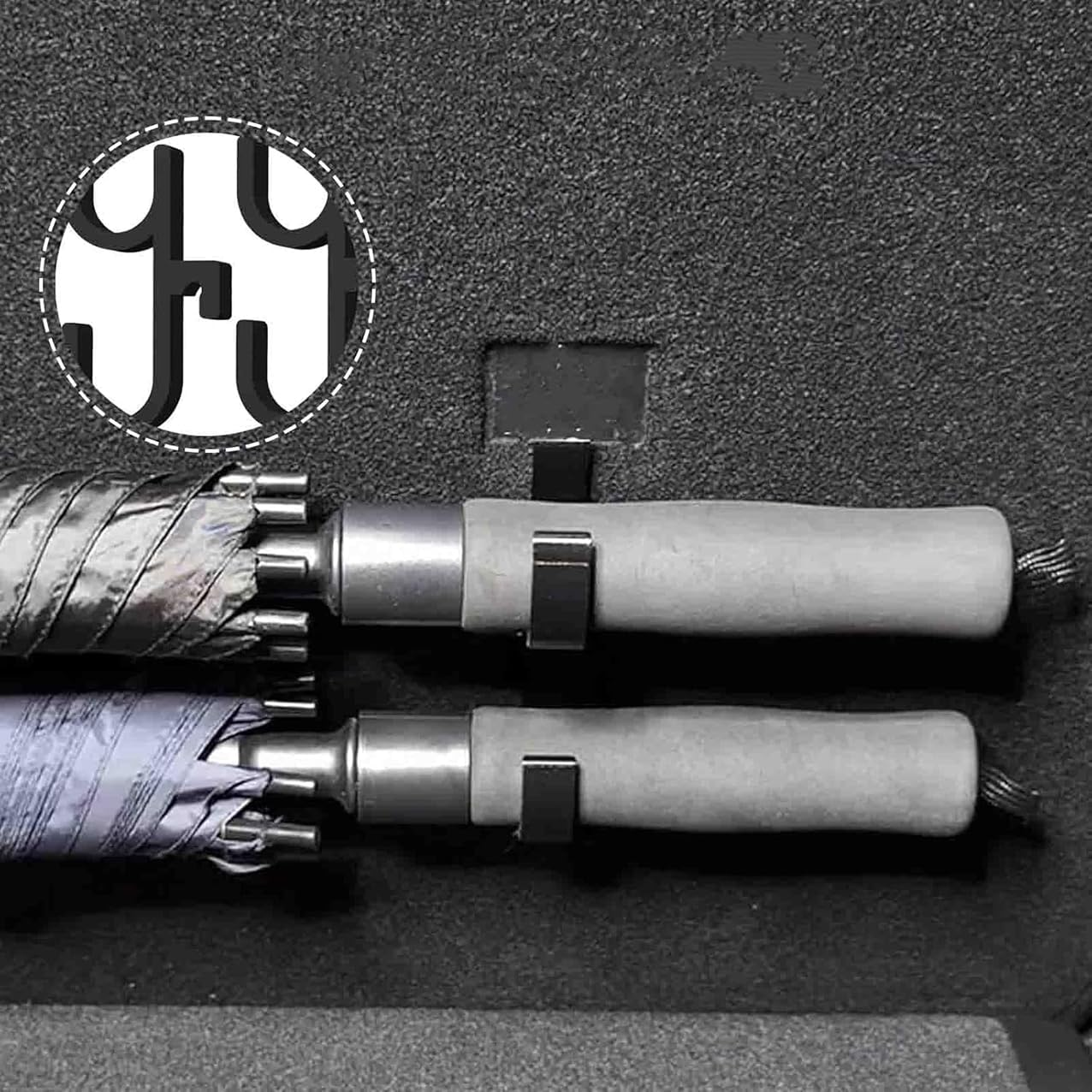 Xiaaofea 2Pcs Car Umbrella Hook, Multifunctional Auto Trunk Umbrella Hangers for Car Back Seat, Visor, Truck, Boat, Stroller, Wheelchair, Golf Accessories, Heavy Duty Non-Slip Car Organizer(Black) image number 2