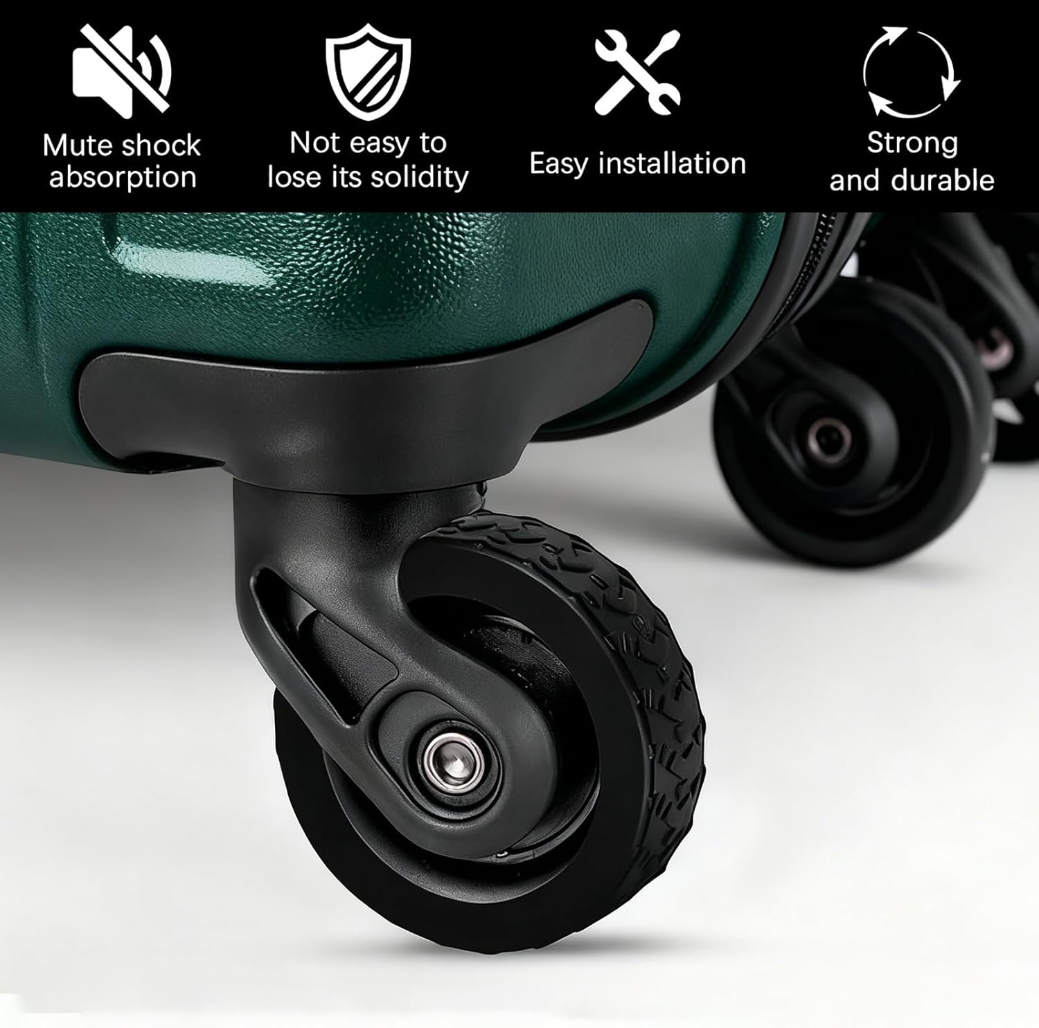 16 Pack Luggage Wheel Protectors Suitcase Wheel Covers, Black Durable Rubber Protectors for Noise Reduction and Floor Protection, Suitable for Most Suitcases image number 3