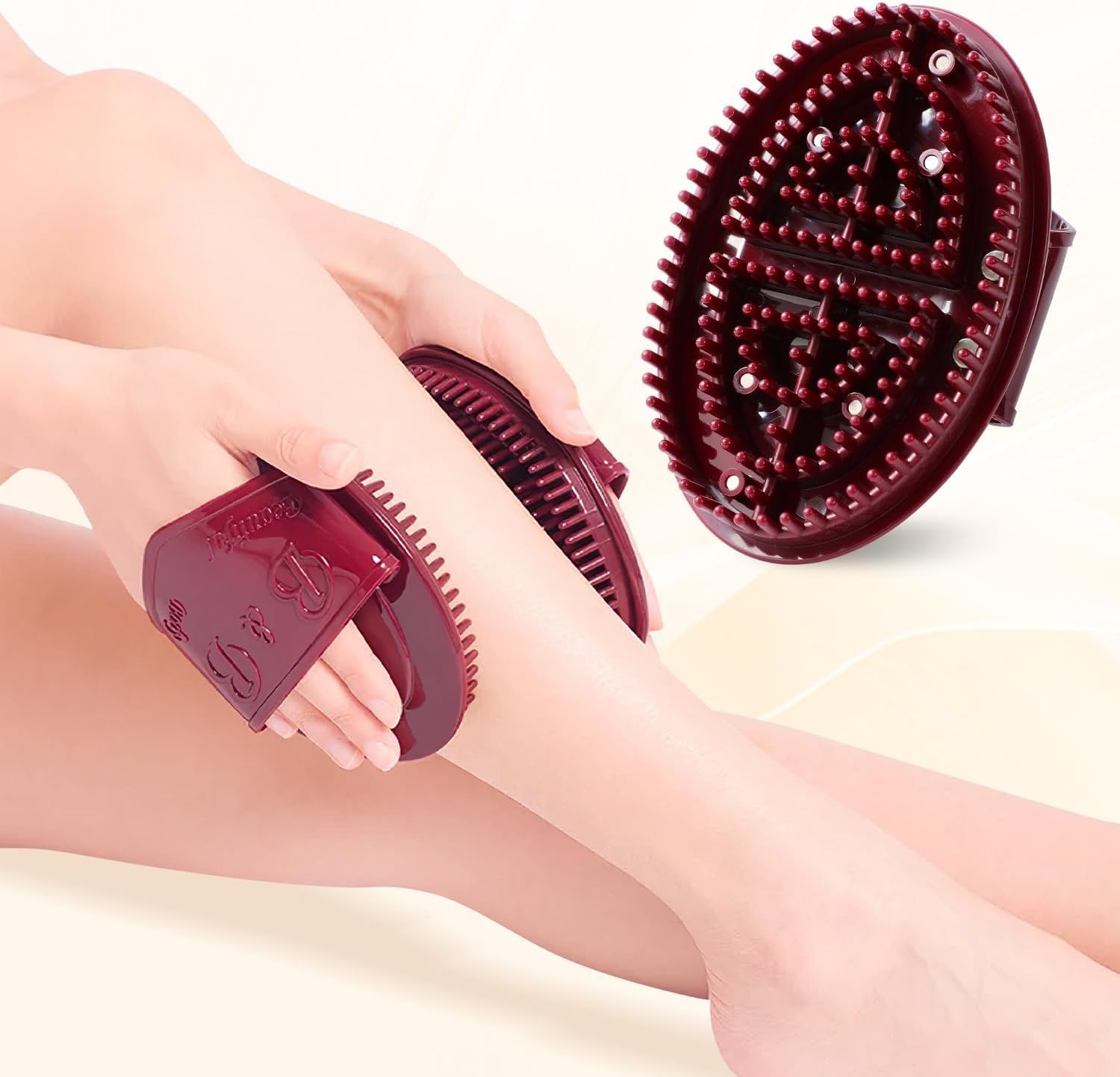 Dry Brush & Massage Body Brush Set, 2025 Upgraded Meridian Dry Body Brush with 10Ml Essential Oil, Full Body Cellulite Massager for Belly Arms Legs Back, Includes 2 Storage Bags - 2 Pieces, Brown
