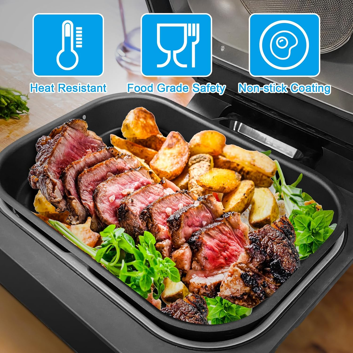 Outspark Grill Cooking Pot and Combo Crisper Basket for Ninja Foodi FG551/DG551 Smart XL Indoor Grill Accessories,Non-Stick Air Frying Basket & Griddle Pan Replacement for Ninja DG651 image number 4