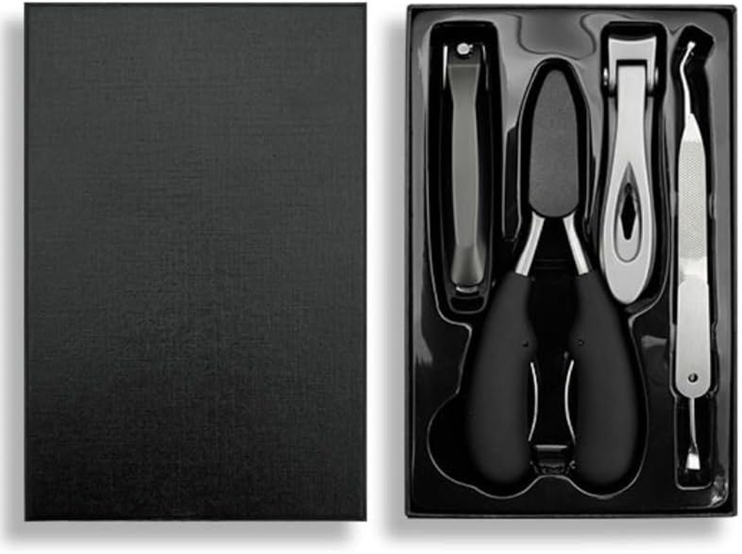 5 Pcs Large Manicure Nail Clippers with Super Sharp Curved Blade, Toe Nail Clippers for Thick & Ingrown Nails, Stainless Steel Heavy-Duty Toenail Clippers & Fingernail Clippers for Men Women (Black) image number 5