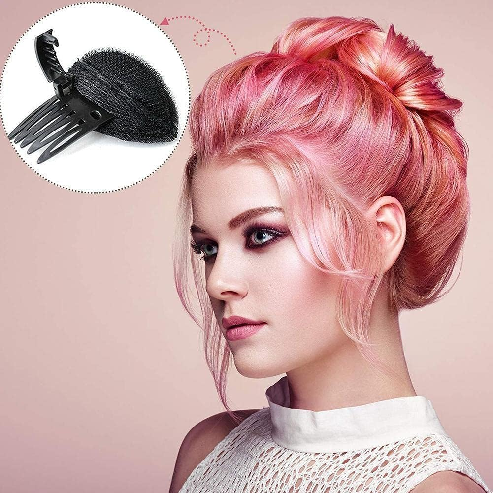 Black Puff Hair Cushion Volume Clips, Fluffy Hair Pad, Sponge Clip Bun Comb and Hair Base Set for Women and Girls, Clips and Barrettes, DIY Hairstyling Tools image number 2