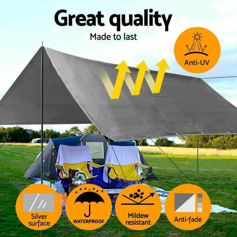 Leona Co 180Cm X 240Cm (6' X 8') Waterproof Multi-Purpose Poly Tarp &ndash; Tarpaulin Protector Cover Sheet for Cars, Boats, Construction Contractors, Campers, and Emergency Shelter, Rot, Rust and UV (1) image number 2