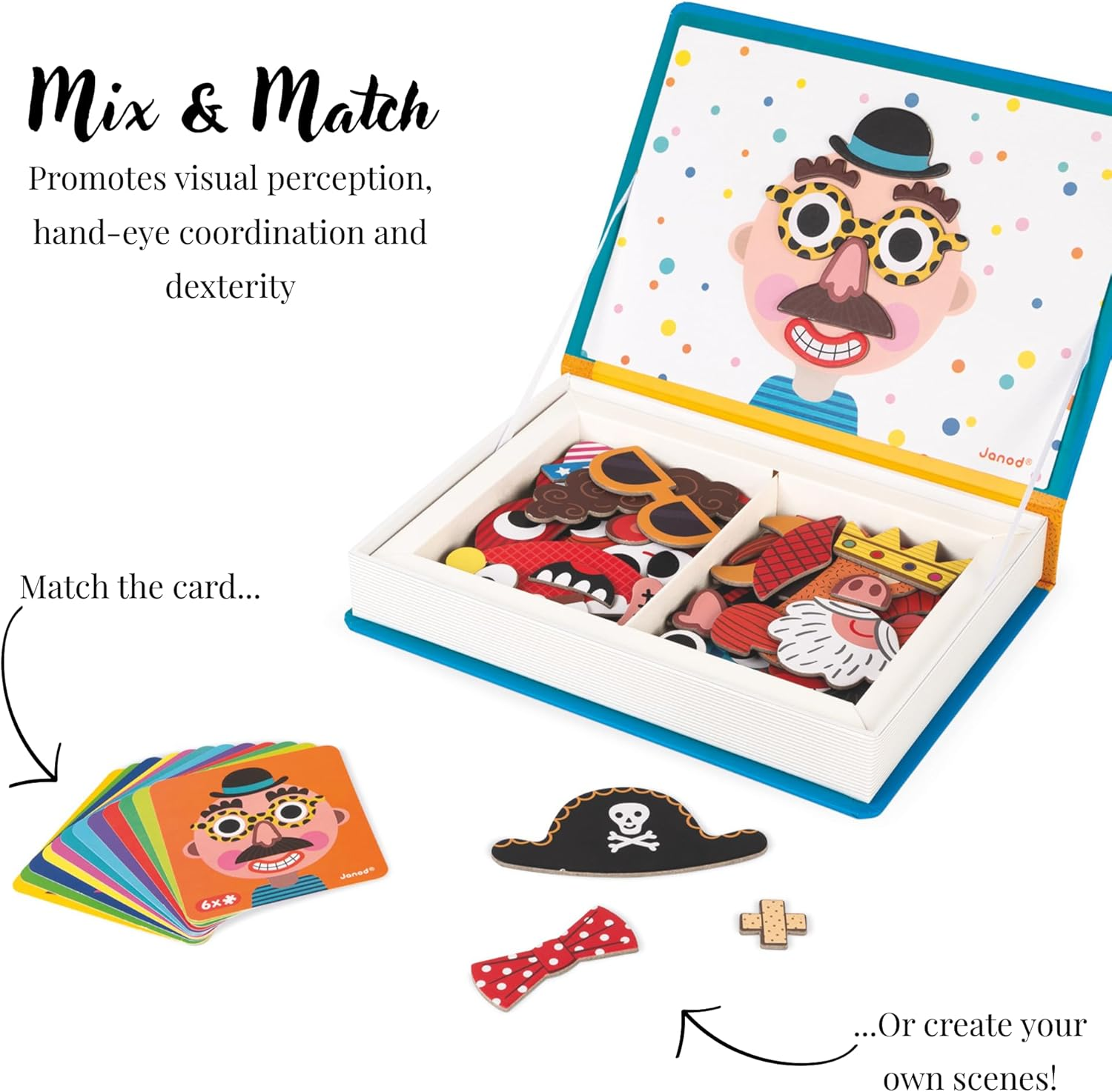 Janod - Boys Crazy Faces Magnetibook image number 1