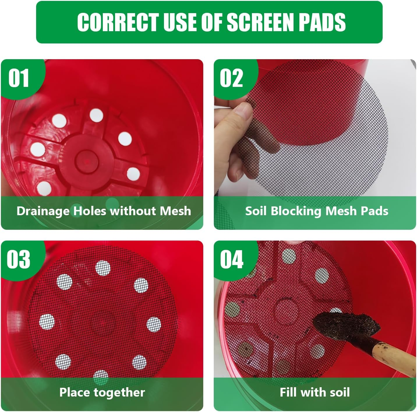 200 Pack 68MM, 2.7 Inch round Mesh Nets for Block Soil Leaking of 4 Inch Nursery Pots(Or Other Pots Bottom around 2.7") image number 2